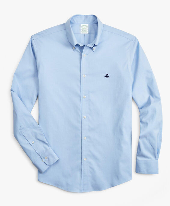 Brooks Brothers Milano Slim-fit Non-iron Sport Shirt, Oxford Stretch, Button-Down Collar Light blue 1000077513US100160982