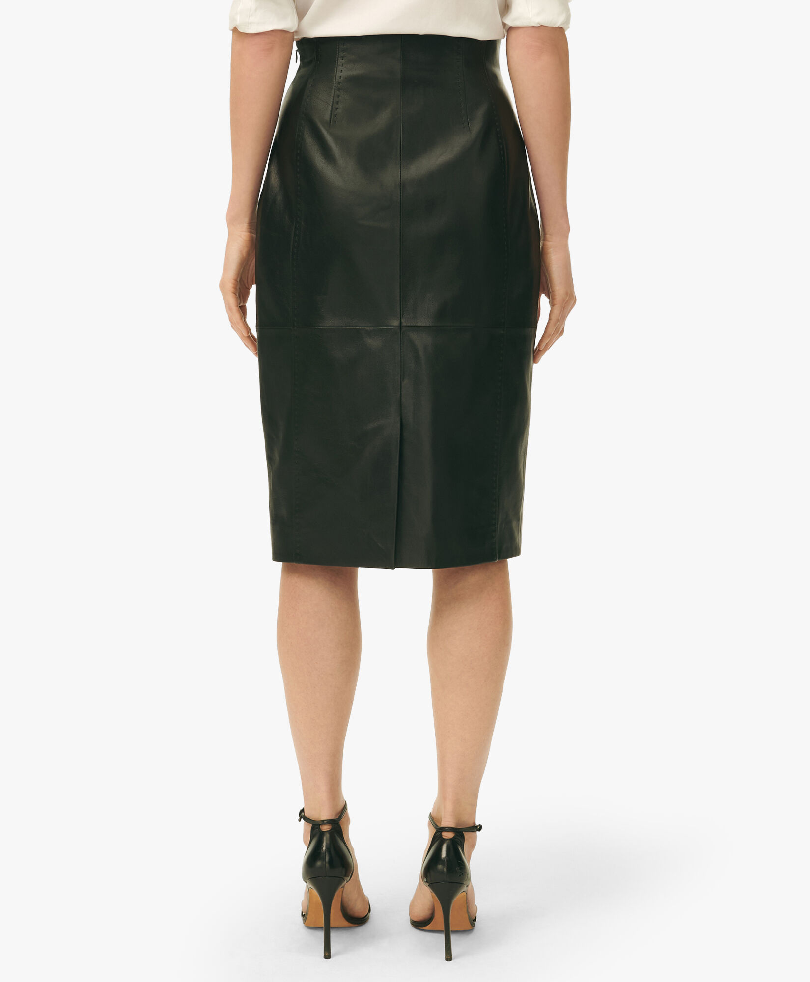 Jupe crayon a taille haute en cuir en Noir pour femme Brooks Brothers EU