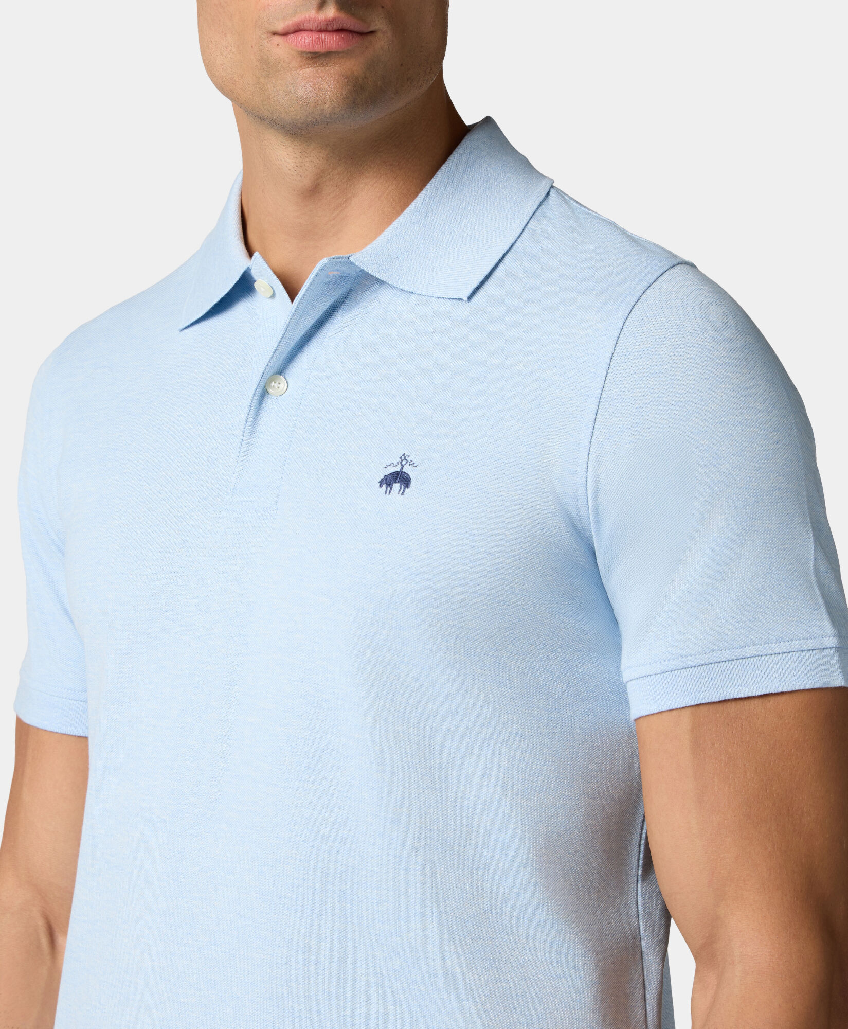 Brooks Brothers Polo Slim Fit Golden Fleece z Rozciągliwego Piké Bawełnianego Jasnoniebieski 1000090710US100219103