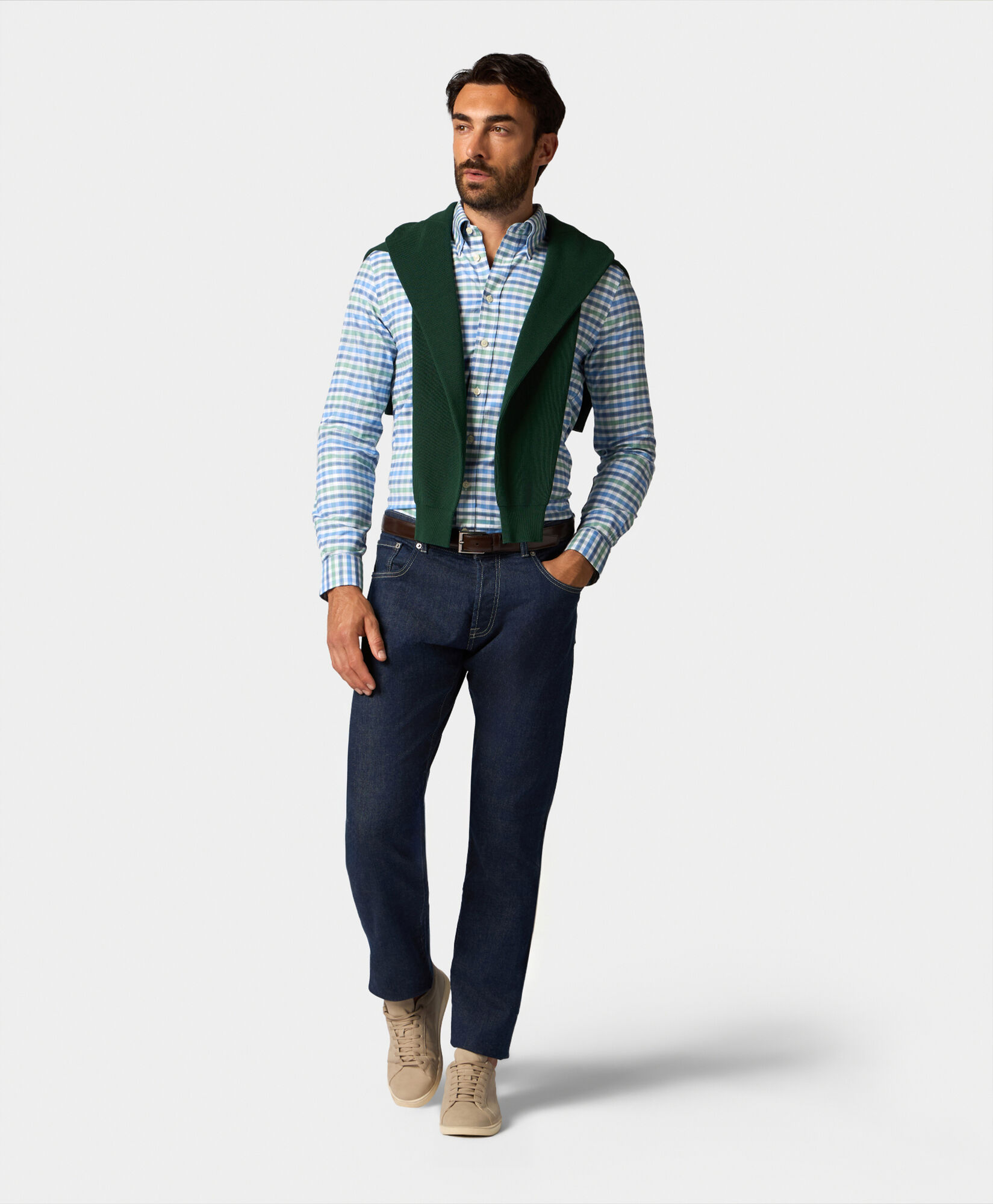 Brooks Brothers Slim Fit Golden Fleece Oxford Checkered Button Down Shirt Green 1000104115US100220339