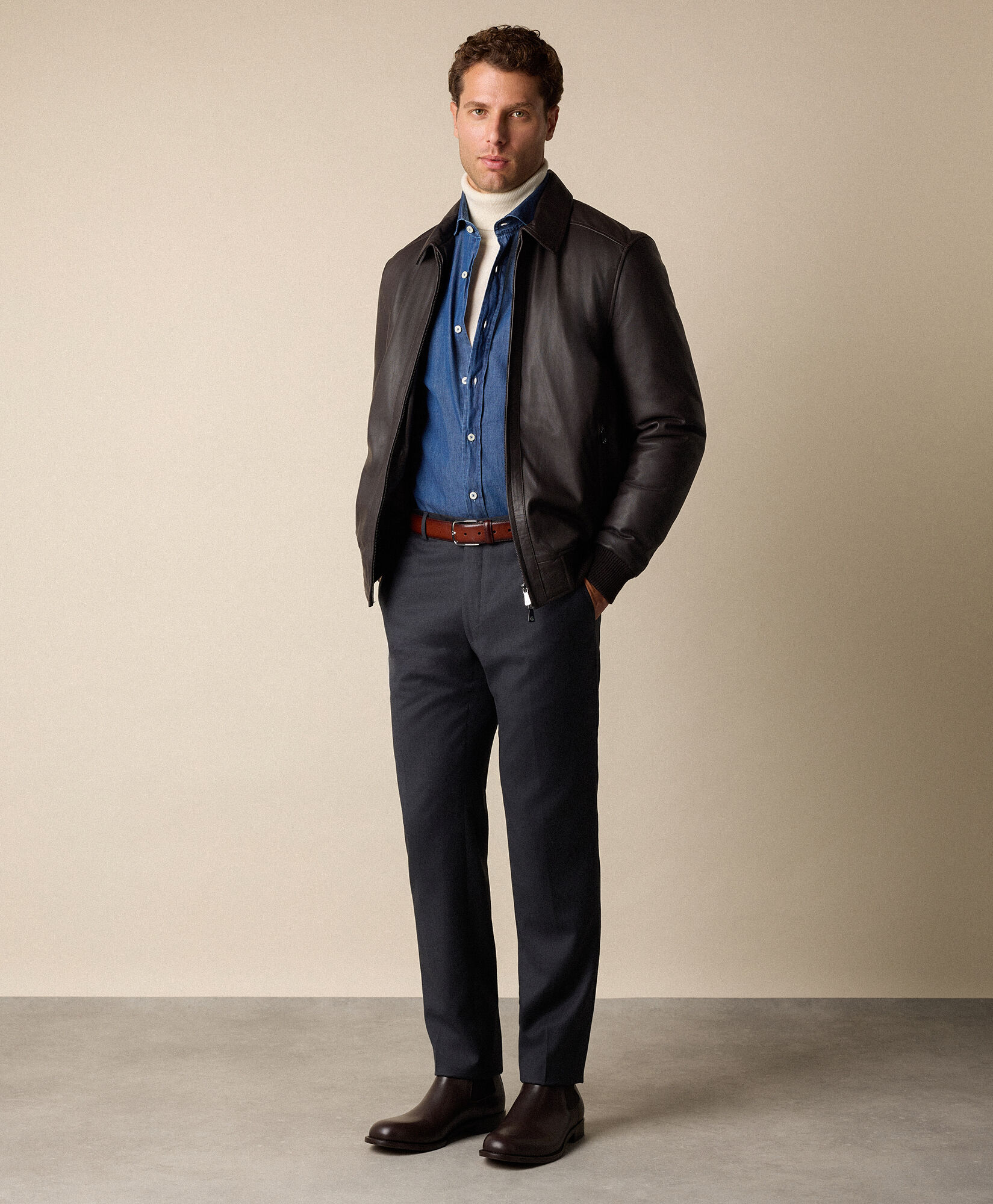 Brooks Brothers Slim Fit Denim Shirt with Spread Collar Denim CSHSP014COPCO001DENIP001