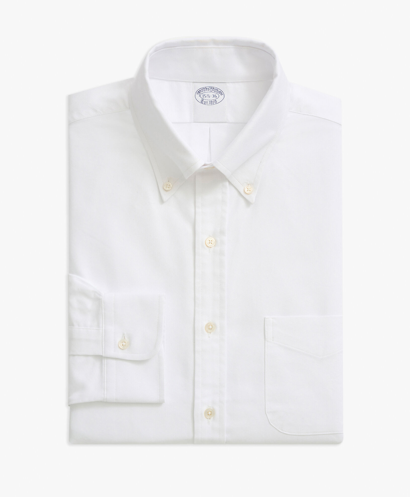 White Slim Fit Non Iron Cotton Oxford Dress Shirt with Button Down Collar in White for Men Brooks Brothers EU