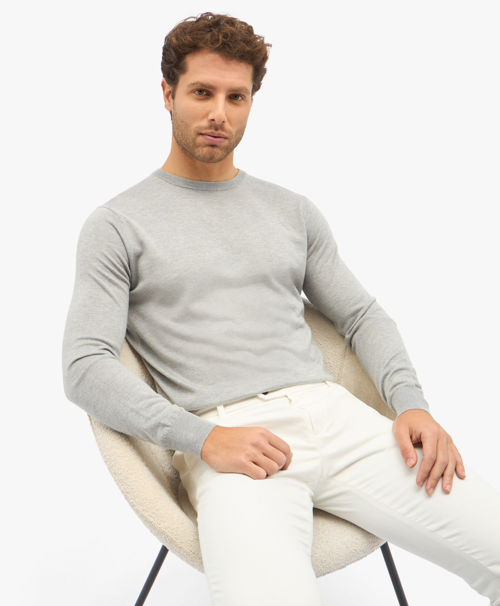 Light Grey Silk Cashmere Blend Crew Neck Sweater in Light Grey for Men Brooks Brothers UK