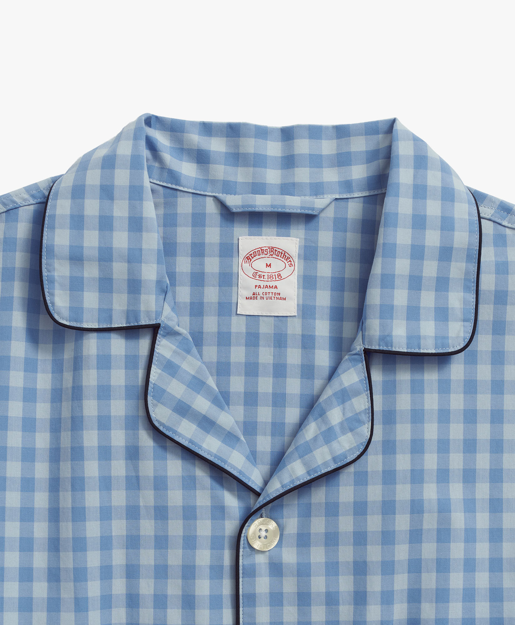 CottonPoplinGinghamPajamas in Light Pastel Blue for Men Brooks Brothers UK