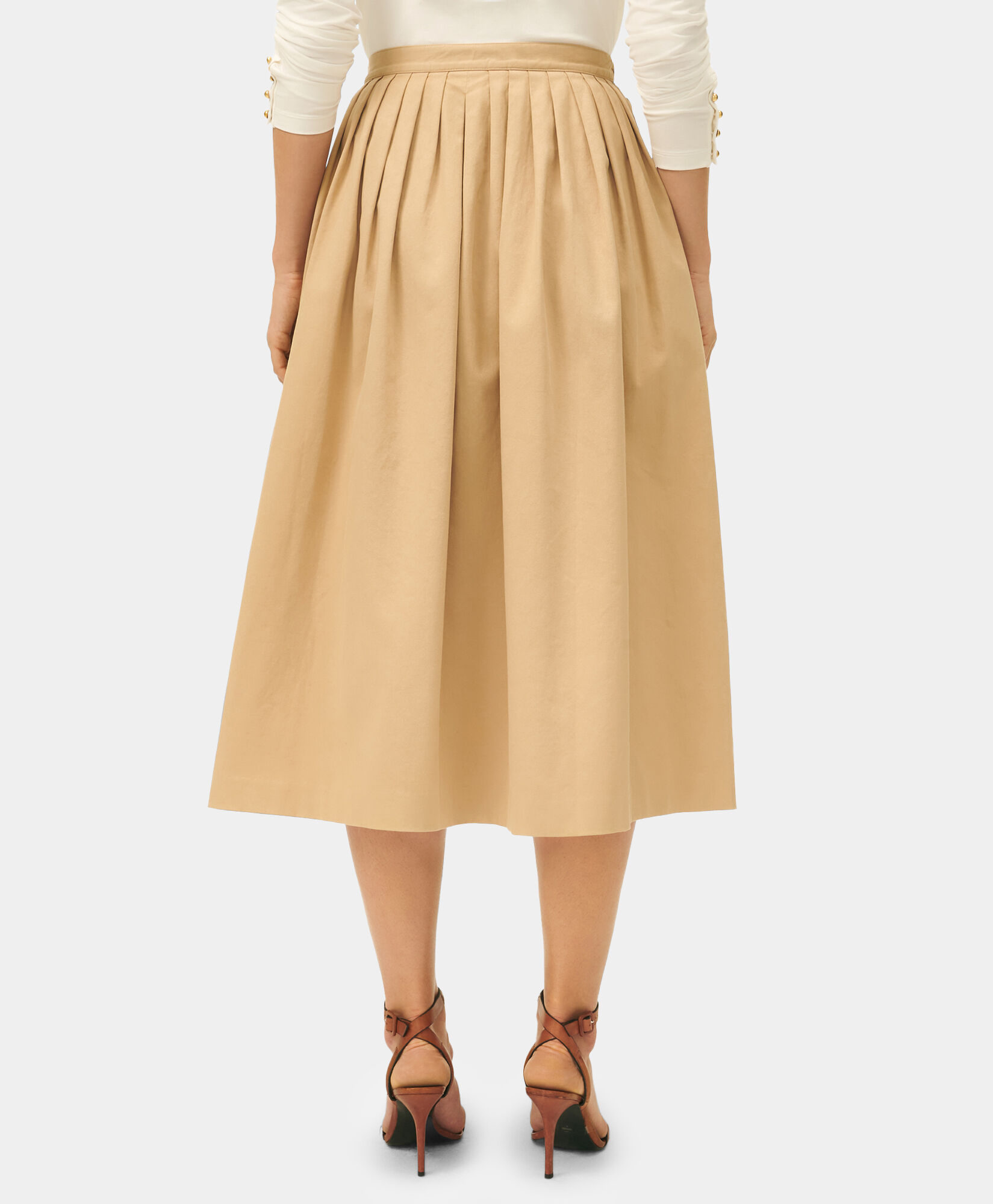 Button Down Circle Skirt in Beige for Women Brooks Brothers EU