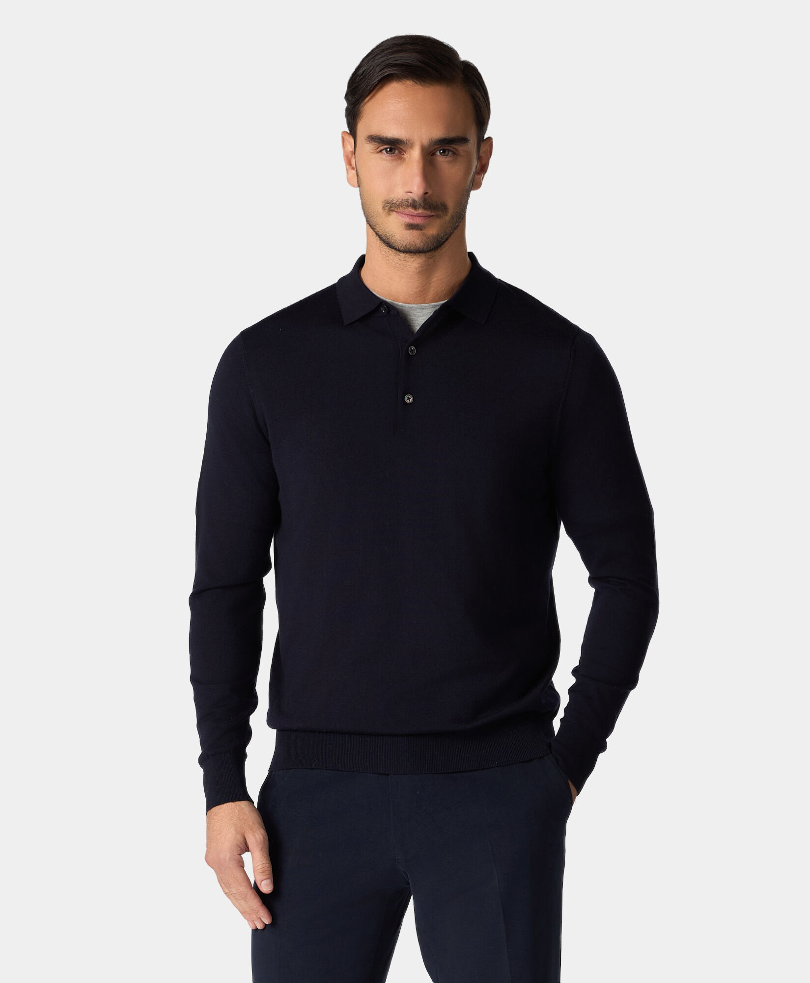 Brooks Brothers Merino Wool Polo Sweater Navy KNPOL010WOPWO006NAVYP001