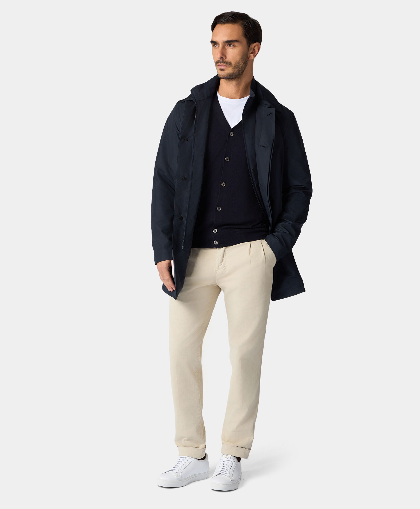 Convertible Collar Trench Coat in Navy for Men Brooks Brothers UK