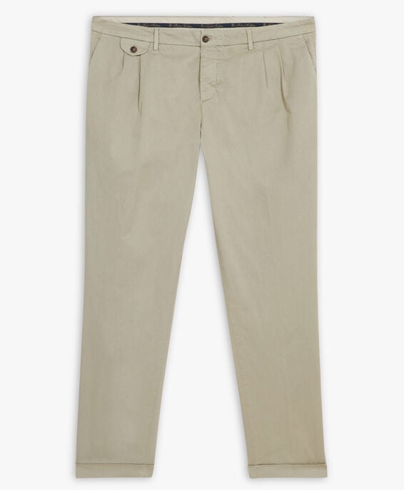 Brooks Brothers Pantalón chino caqui de corte regular en algodón con doble pinza Caqui CPCHI030COBSP002KHAKP001