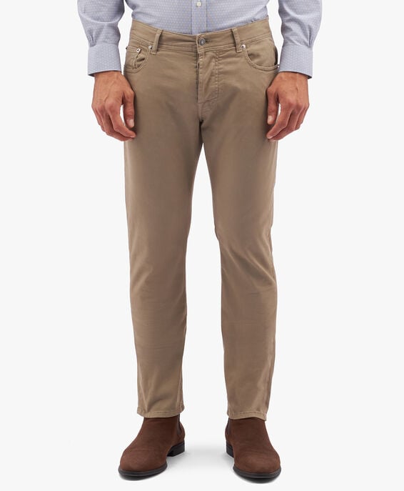 Brooks Brothers Pantalón de cinco bolsillos de algodón elástico caqui Caqui CPFPK014COBSP002KHAKP001