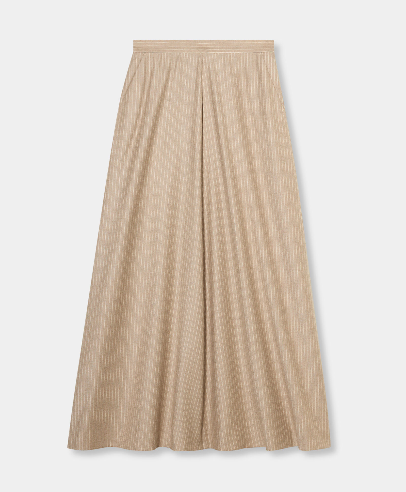 Brooks Brothers Striped Virgin Wool Skirt Beige DSKRT002WVPWV003BEIGF001