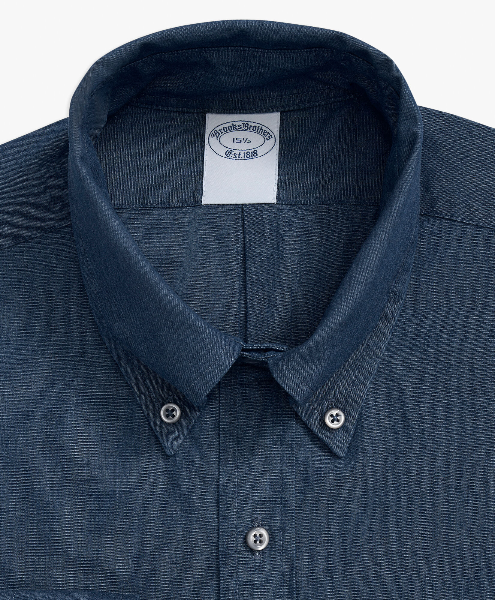 Blue Regular Fit Chambray Cotton Dress Shirt with Polo Button Down Collar in Blue for Men Brooks Brothers EU