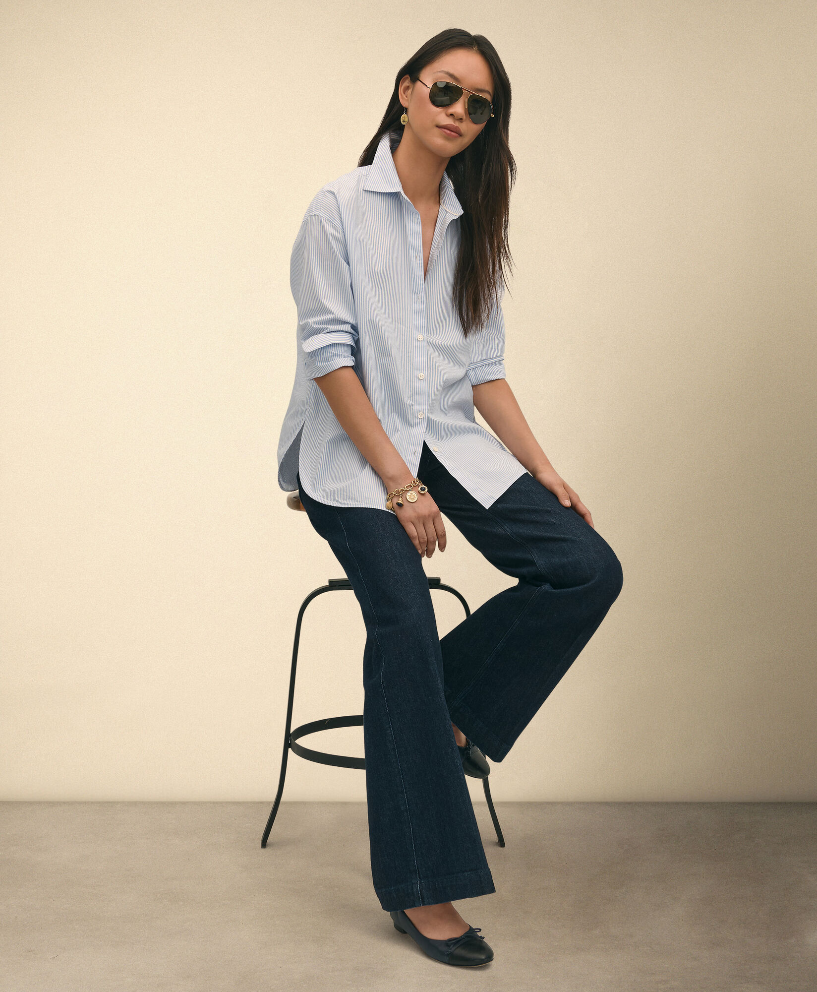 Brooks Brothers Oversized Cotton Poplin Blouse Blue 1000104811US100221489