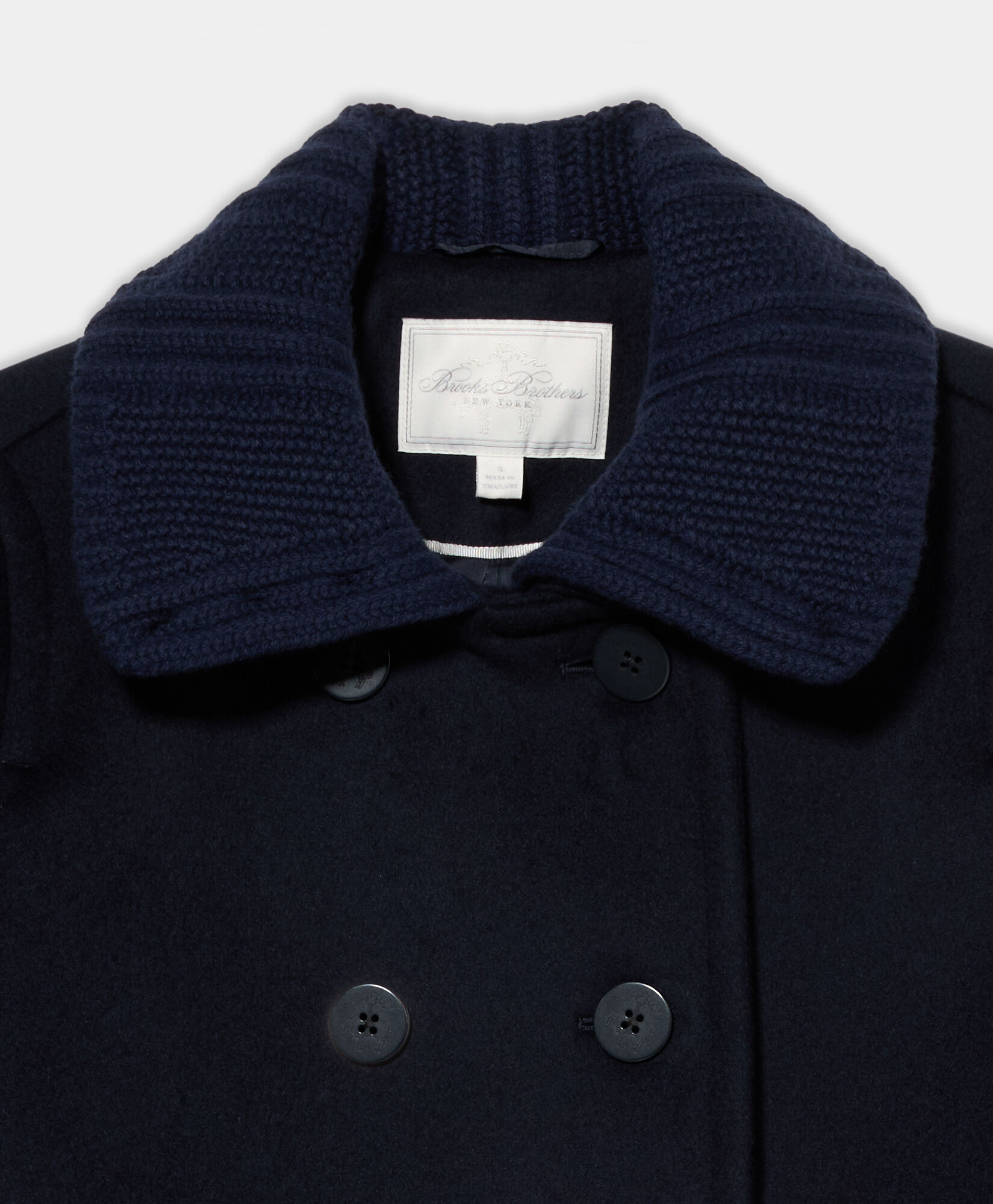 Brooks Brothers Cropped Double Faced Peacoat Navy 1000104561US100222036