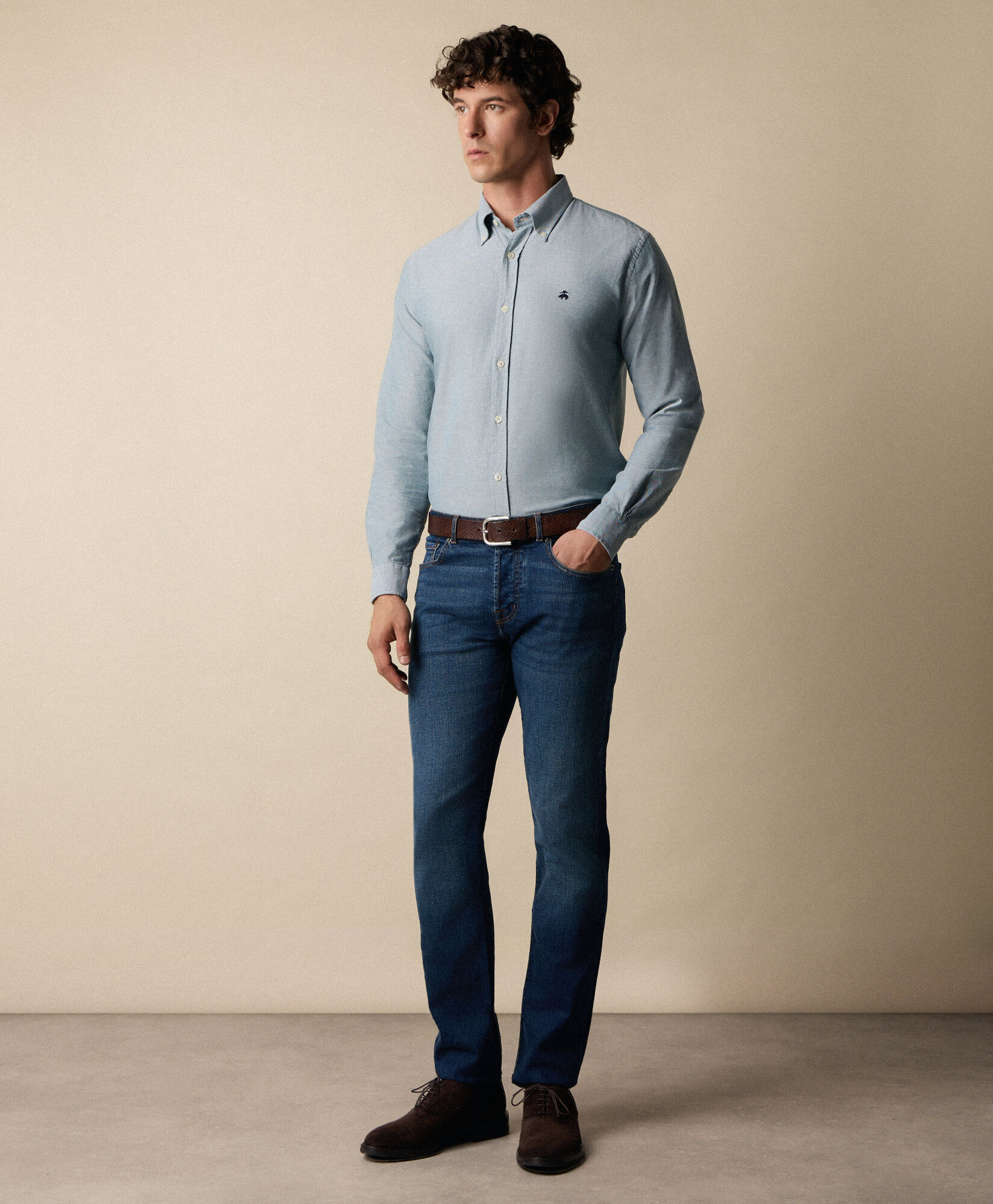 Brooks Brothers Slim Fit Oxford Shirt with Button Down Collar Green CSHBD025COPCO001GREEP001