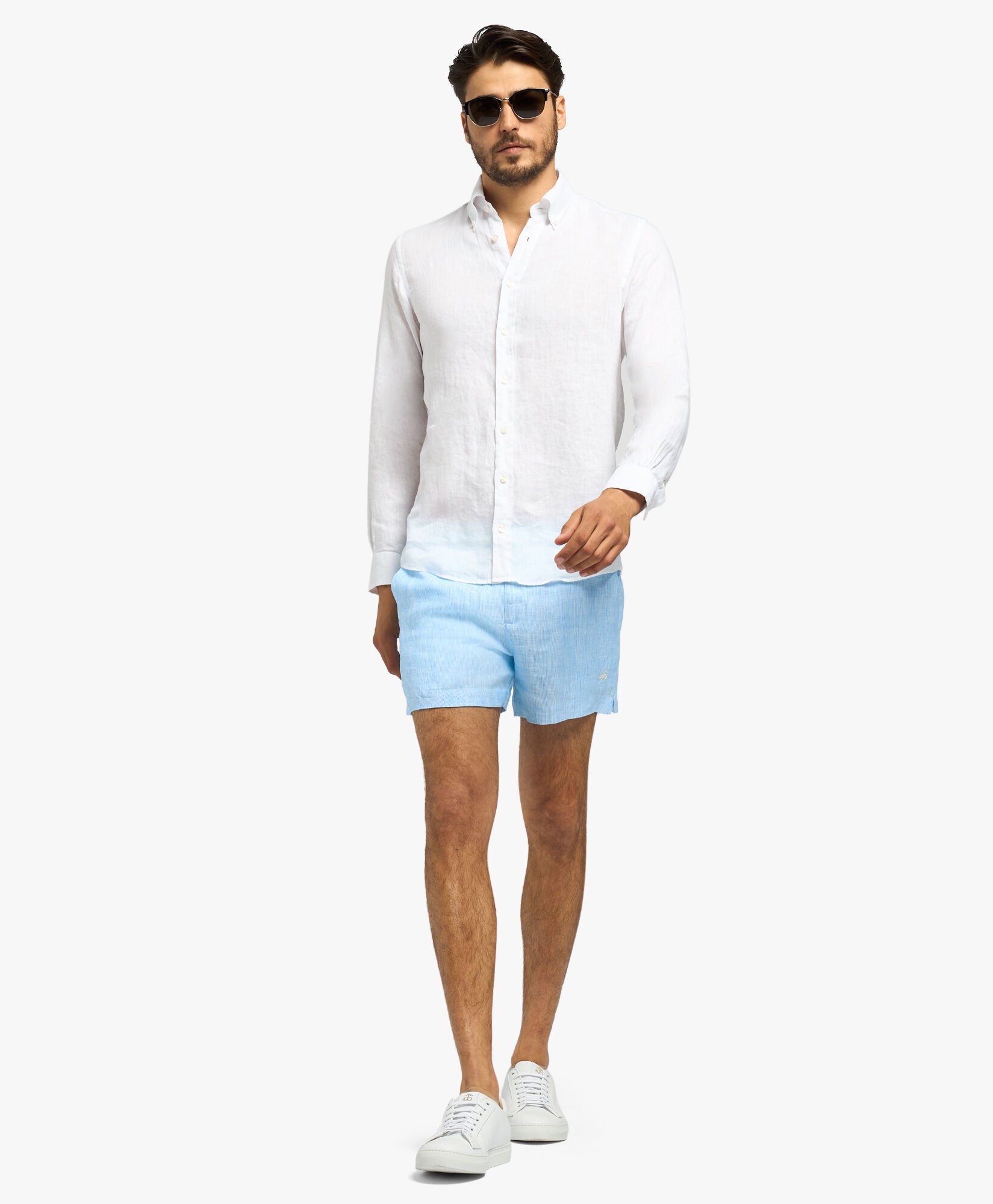 White Linen Button Down Casual Shirt in White for Men Brooks Brothers UK
