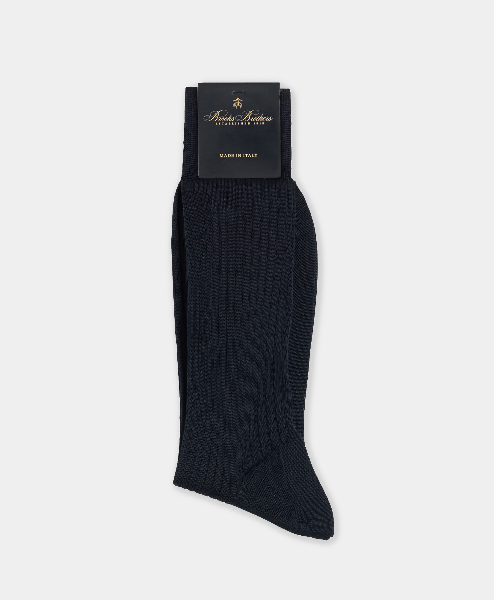 Brooks Brothers Ribbed Lisle Cotton Classic Socks Navy MXAC90001KN10247001P