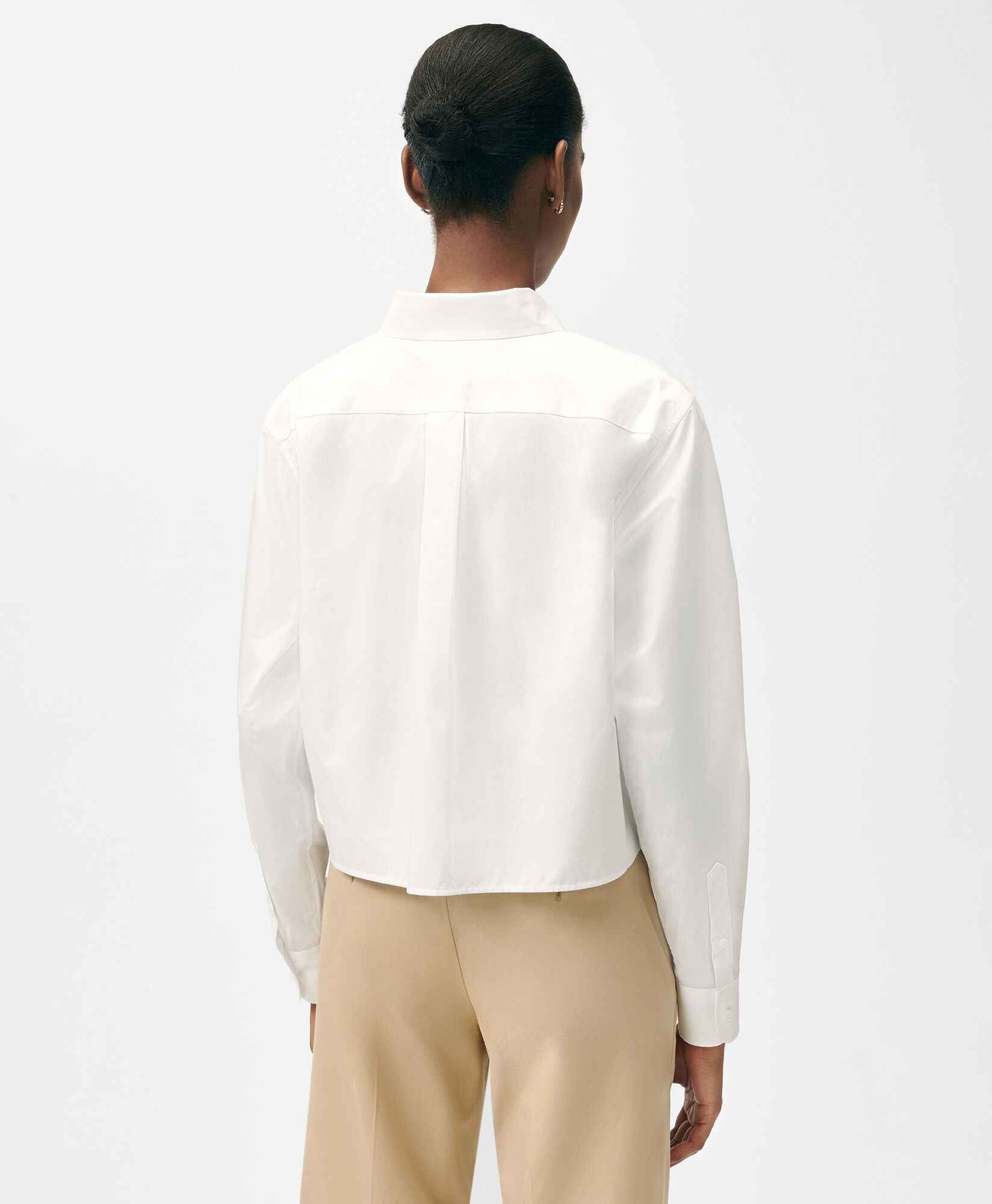 Brooks Brothers Cropped Cotton Poplin Shirt White 1000103011US100218588