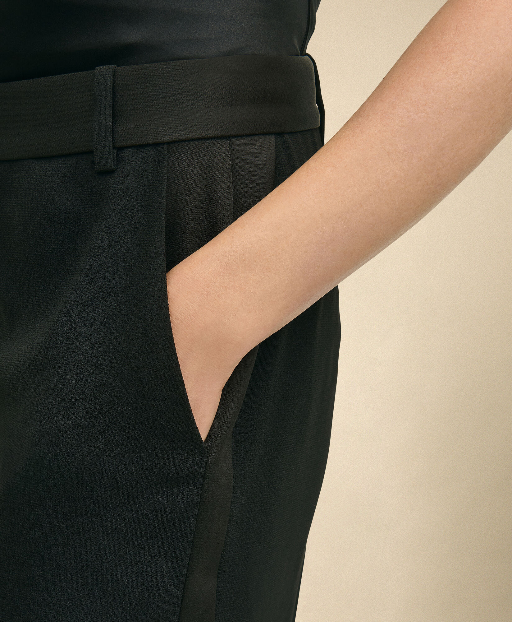 Brooks Brothers Crepe Tuxedo Wide Leg Pants Black 1000104781US100221582