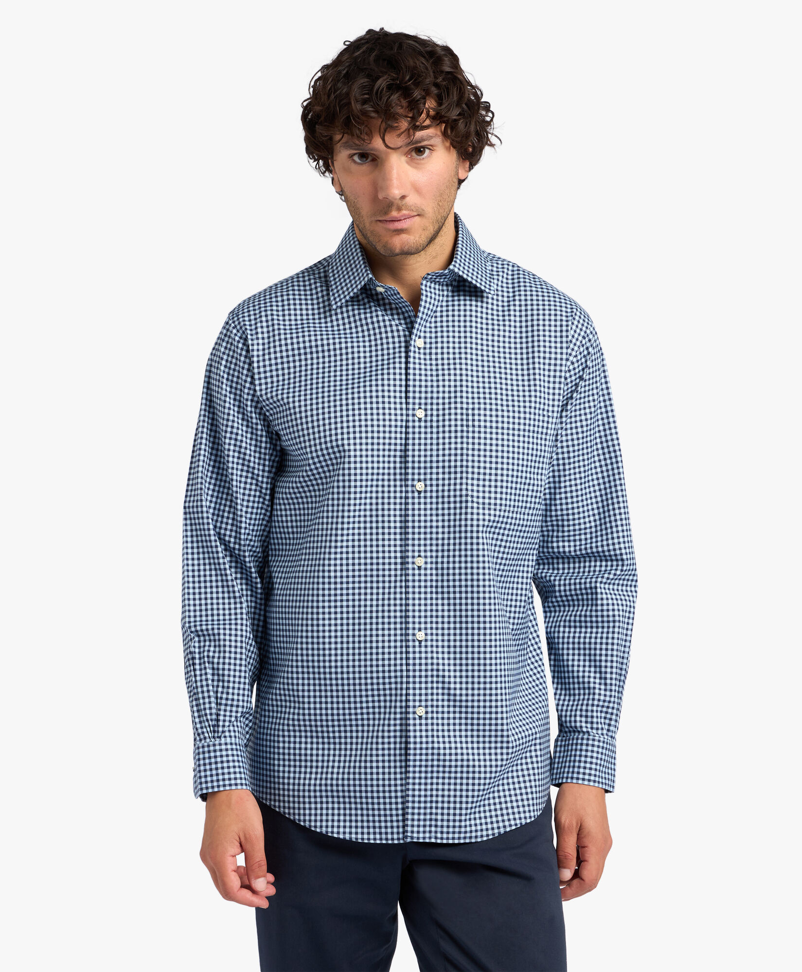 Camicia blu navy vichy regular fit non iron con collo Ainsley in Navy da Uomo Brooks Brothers EU