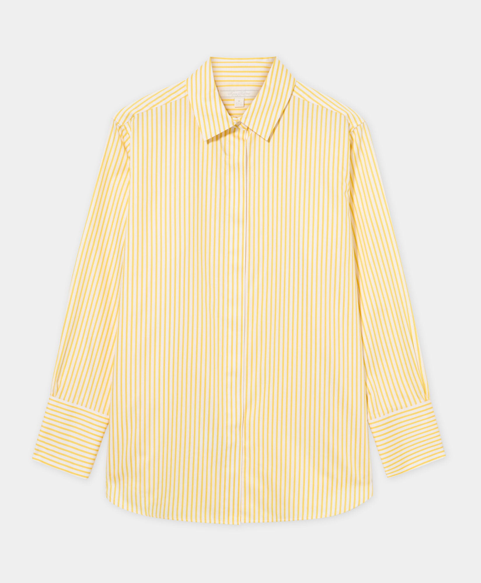 Brooks Brothers Relaxed Fit Cotton Satin Striped Shirt Yellow 1000103028US100218332