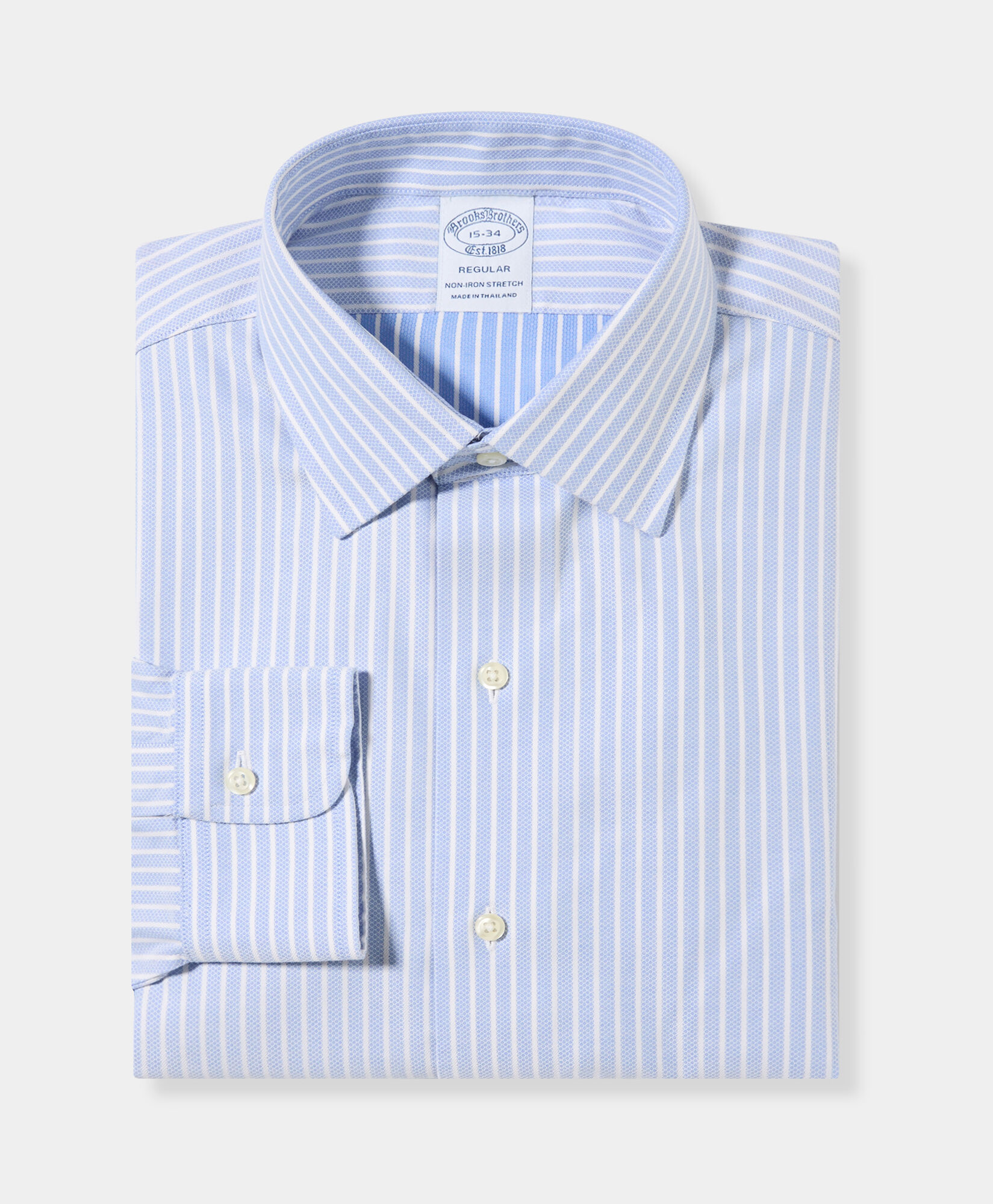 Brooks Brothers Regular Fit Non-Iron Striped Dobby Supima Cotton Shirt with Ainsley Collar Ultramarine 1000105561US100223600