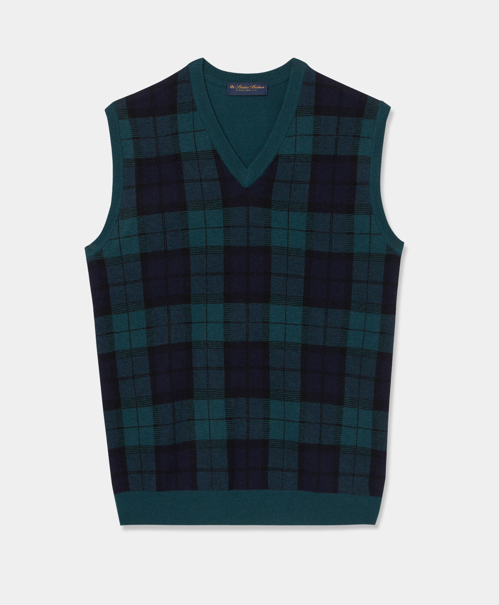 Check Lambswool Sweater Vest in Navy for Men Brooks Brothers UK