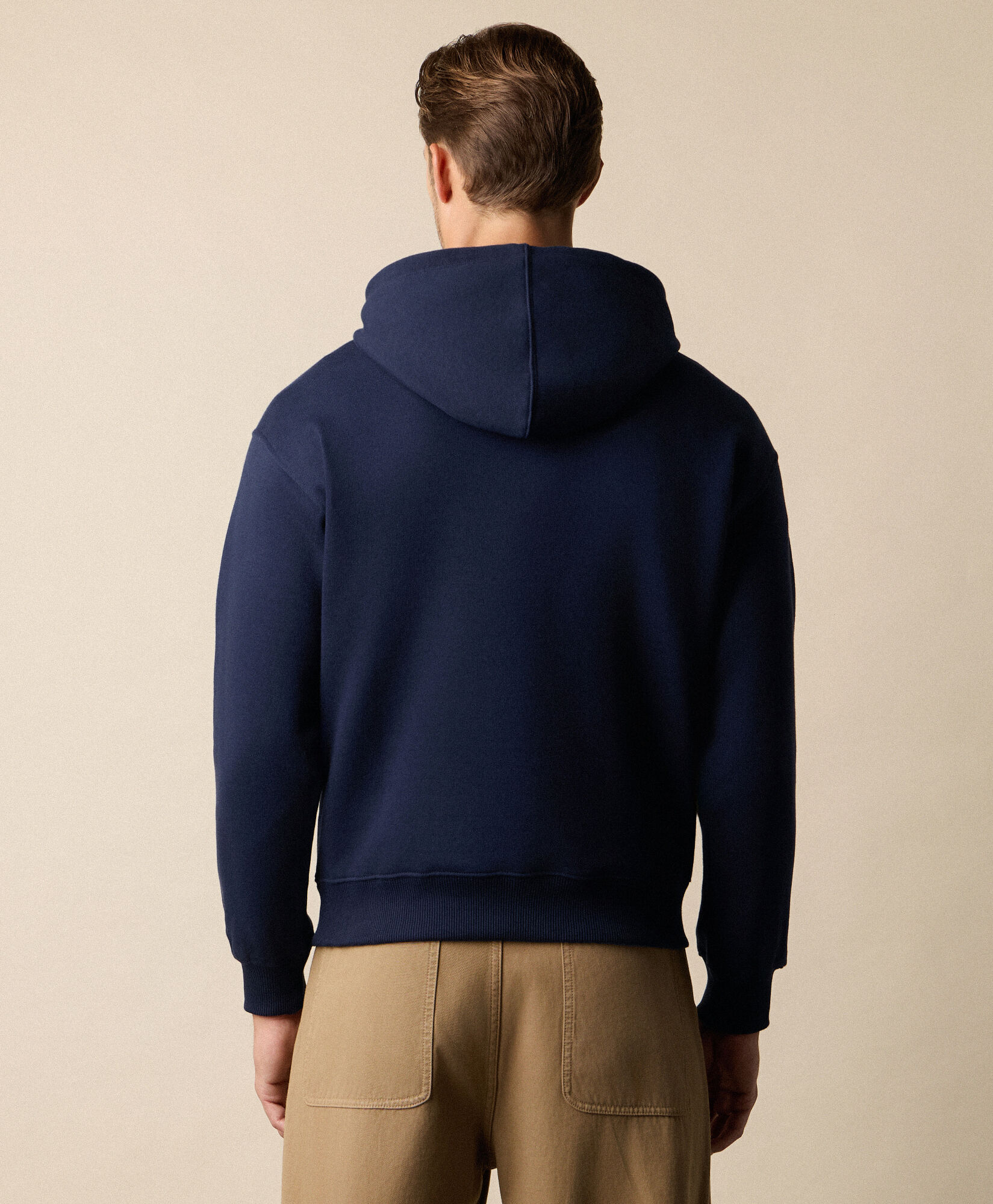 Brooks Brothers Cotton Hoodie with Embroidered Logo Navy SWHOD003COBPL008NAVYP001