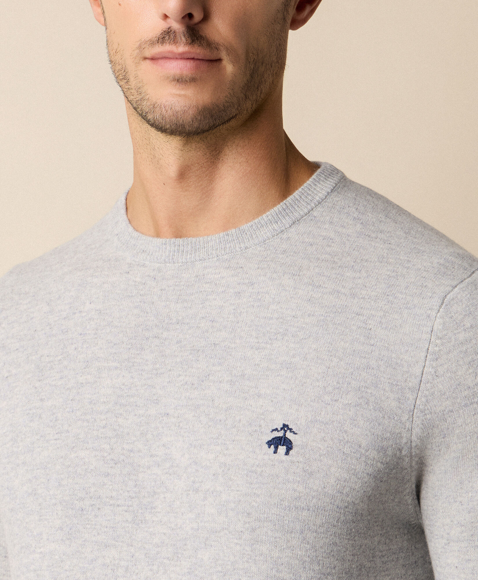 Brooks Brothers Lambswool Crewneck Light Grey KNCRN063WOPWO004LTGRP001