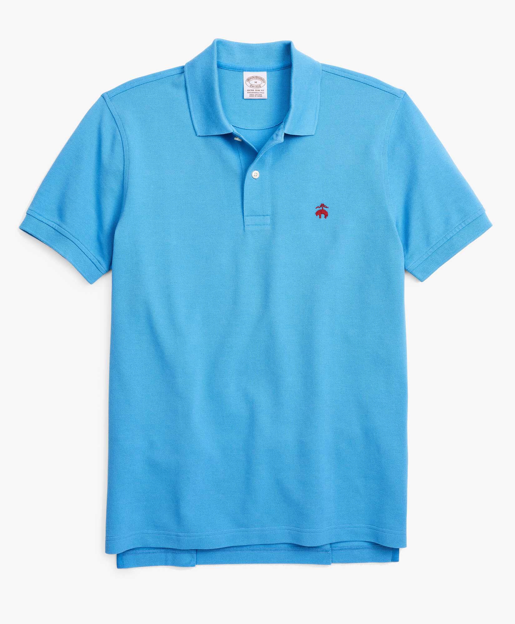 Extra slim Fit Short Sleeves Supima Cotton Polo Shirt in Intense Light Blue for Men Brooks Brothers EU