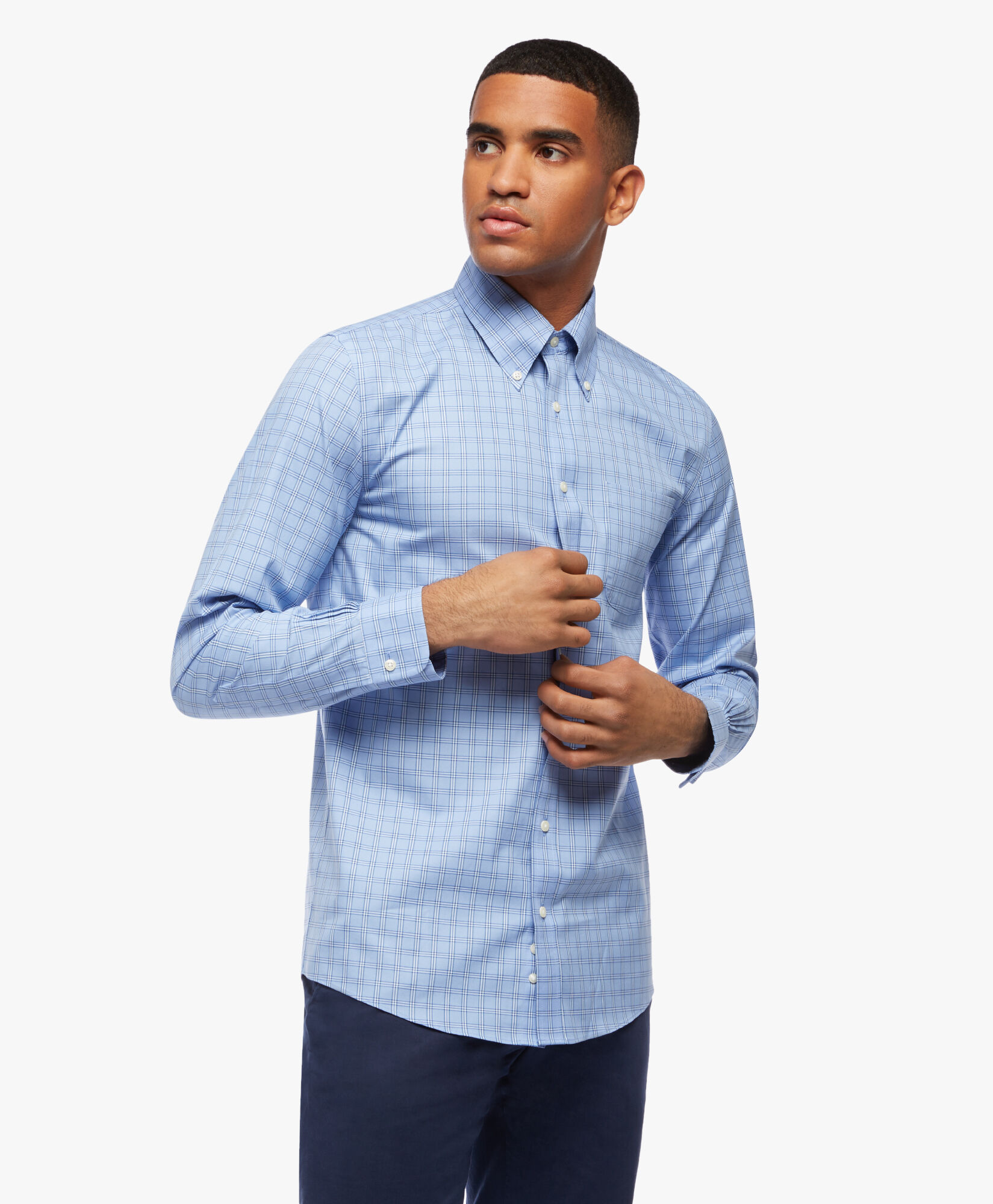 Slim Fit Open Blue Non Iron Pinpoint Button Down Dress Shirt in Open Blue for Men Brooks Brothers UK