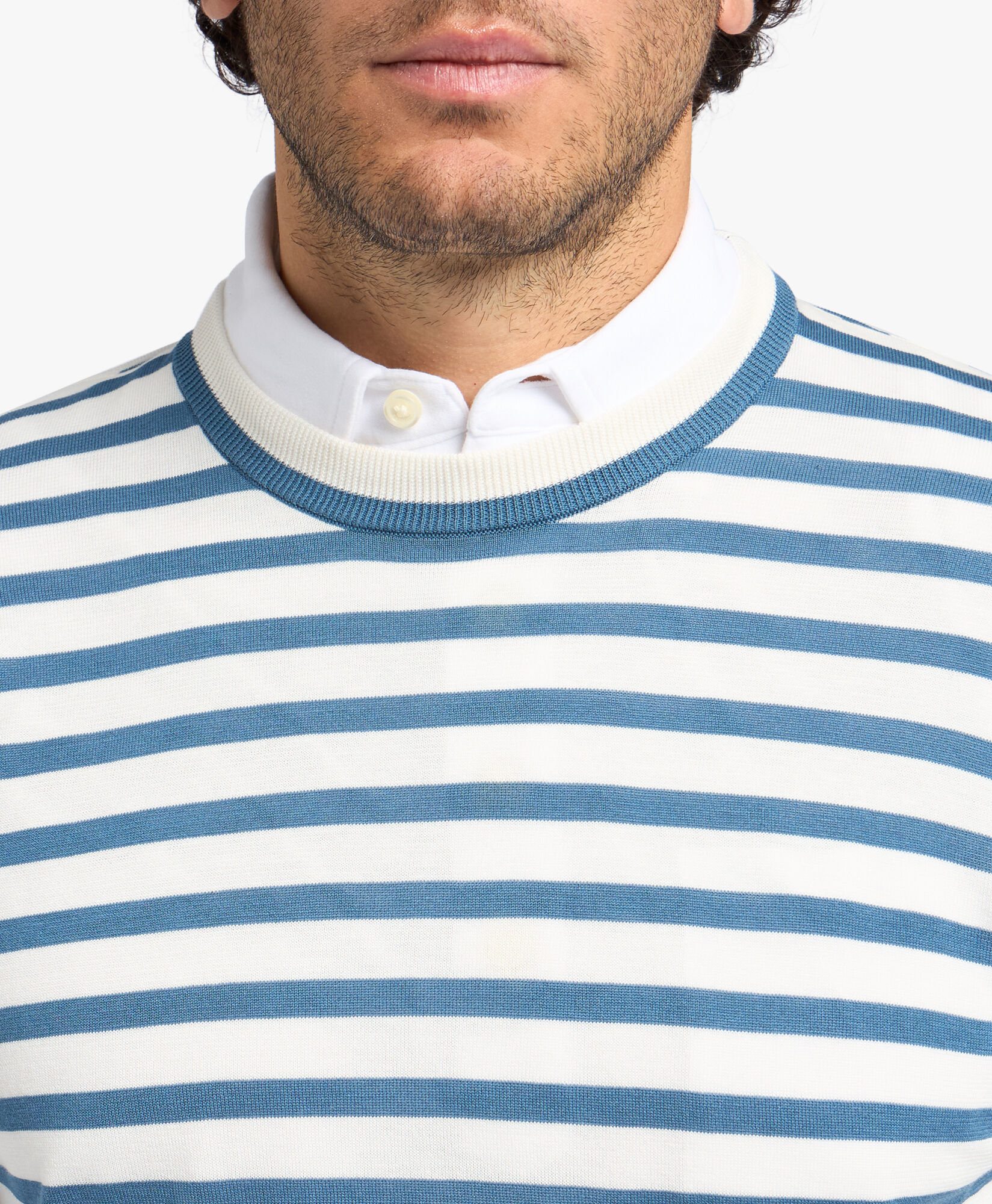 Light Blue Striped Crewneck Sweater in Denim for Men Brooks Brothers EU
