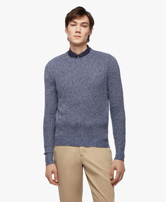 Brooks Brothers Pullover in cotone e cachemire Blu KNCRN012COBWS001BLUEP001