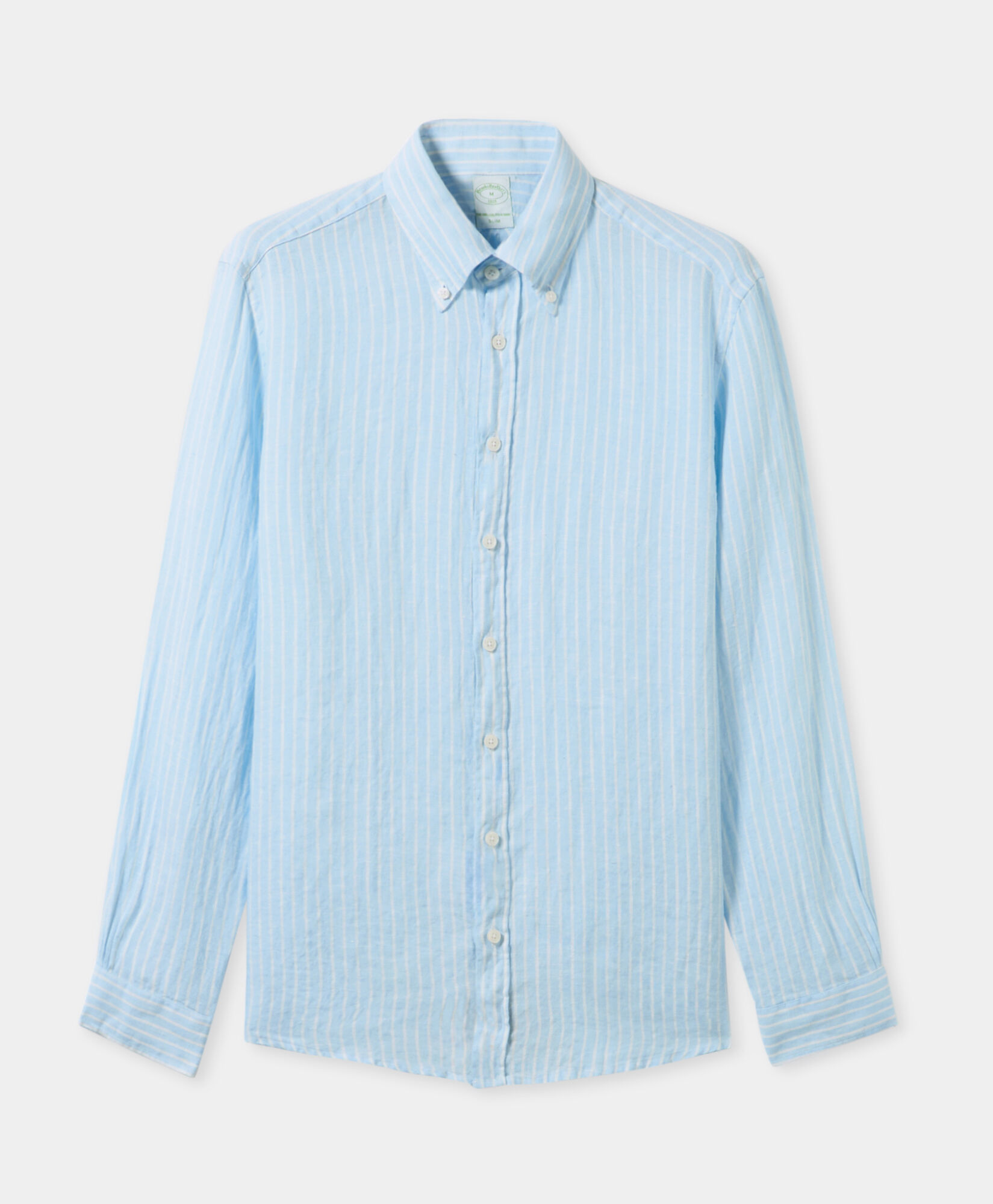 Brooks Brothers Slim Fit Striped Linen Button Down Shirt Sky CSHBD016LIPLI001SKYF0001