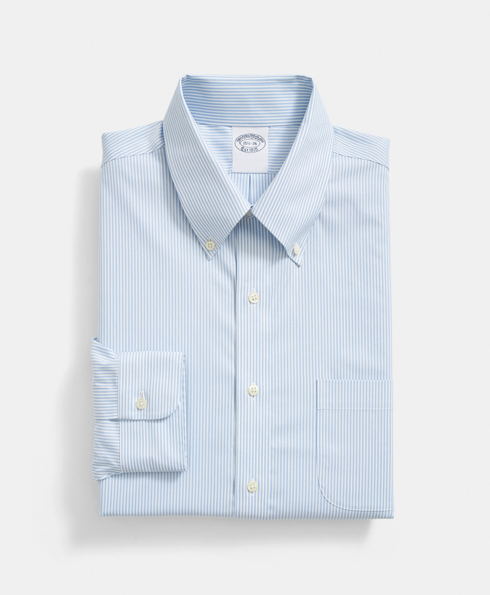 Brooks Brothers Regular Fit Non-Iron Oxford Pinpoint Stretch Supima Shirt with Button Down Collar Hydrangea 1000095113US100199471