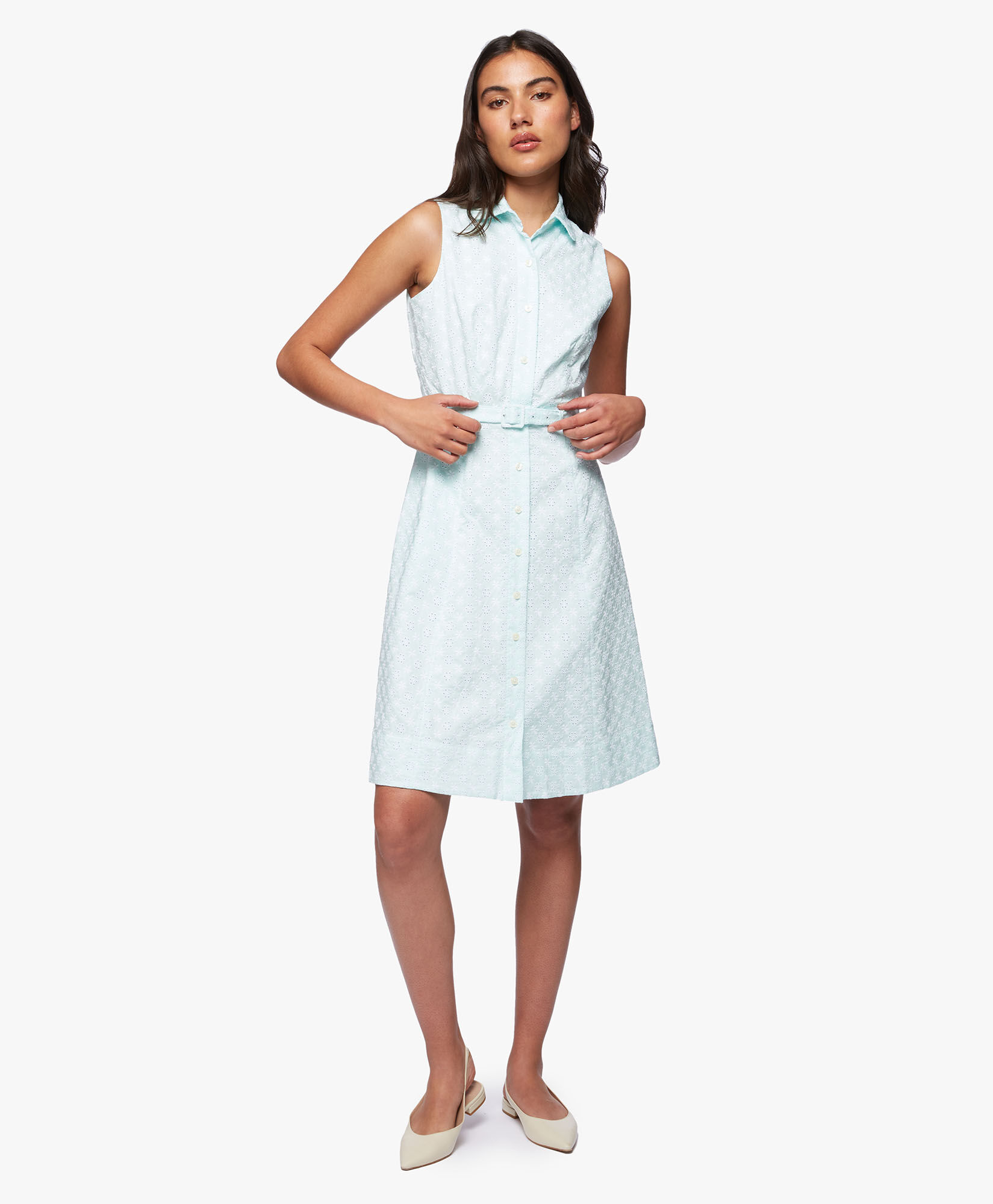 Brooks Brothers Classic Cotton Shirt Dress Turquoise/Aqua 1000094513US100197678