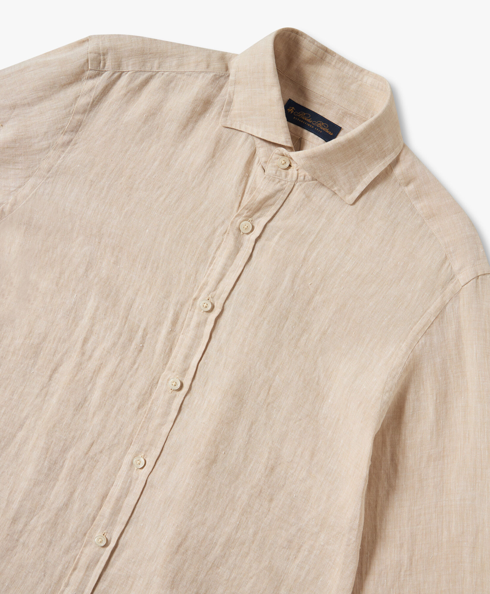 Brooks Brothers Chemise Slim Fit Casual en Lin Sable CSHSP002LIPLI001SANDP001