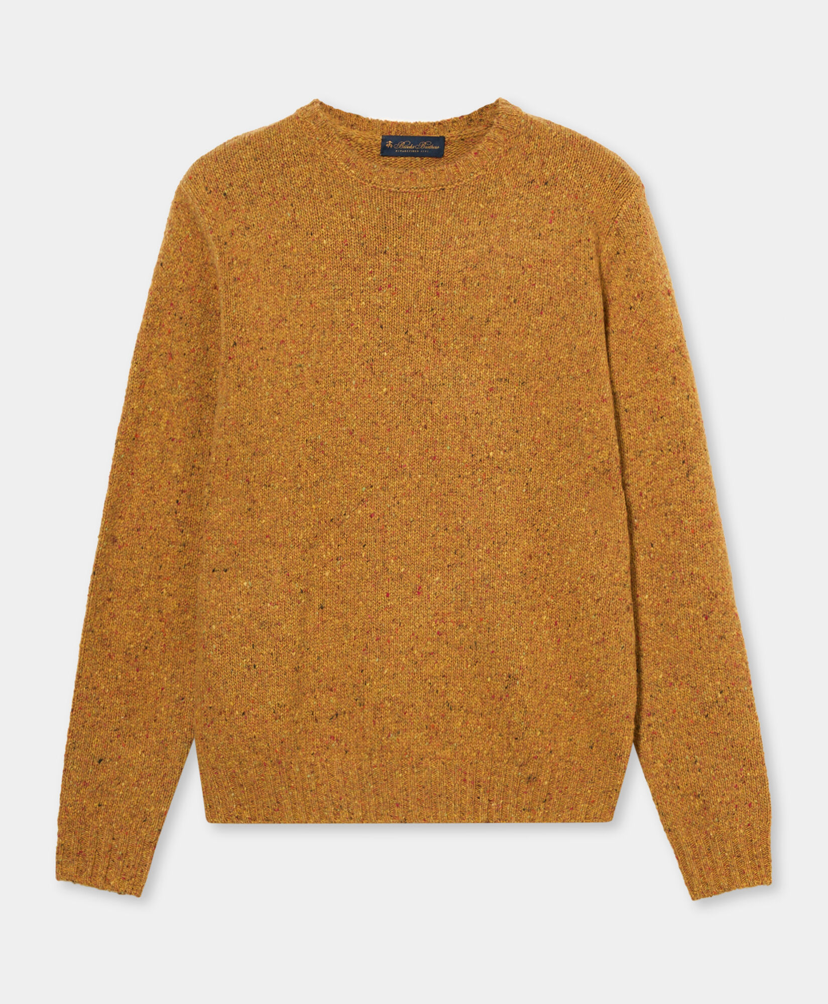 Brooks Brothers Speckled Wool Crewneck Sweater  Mustard KNCRN008WOBPA003MUSTP001