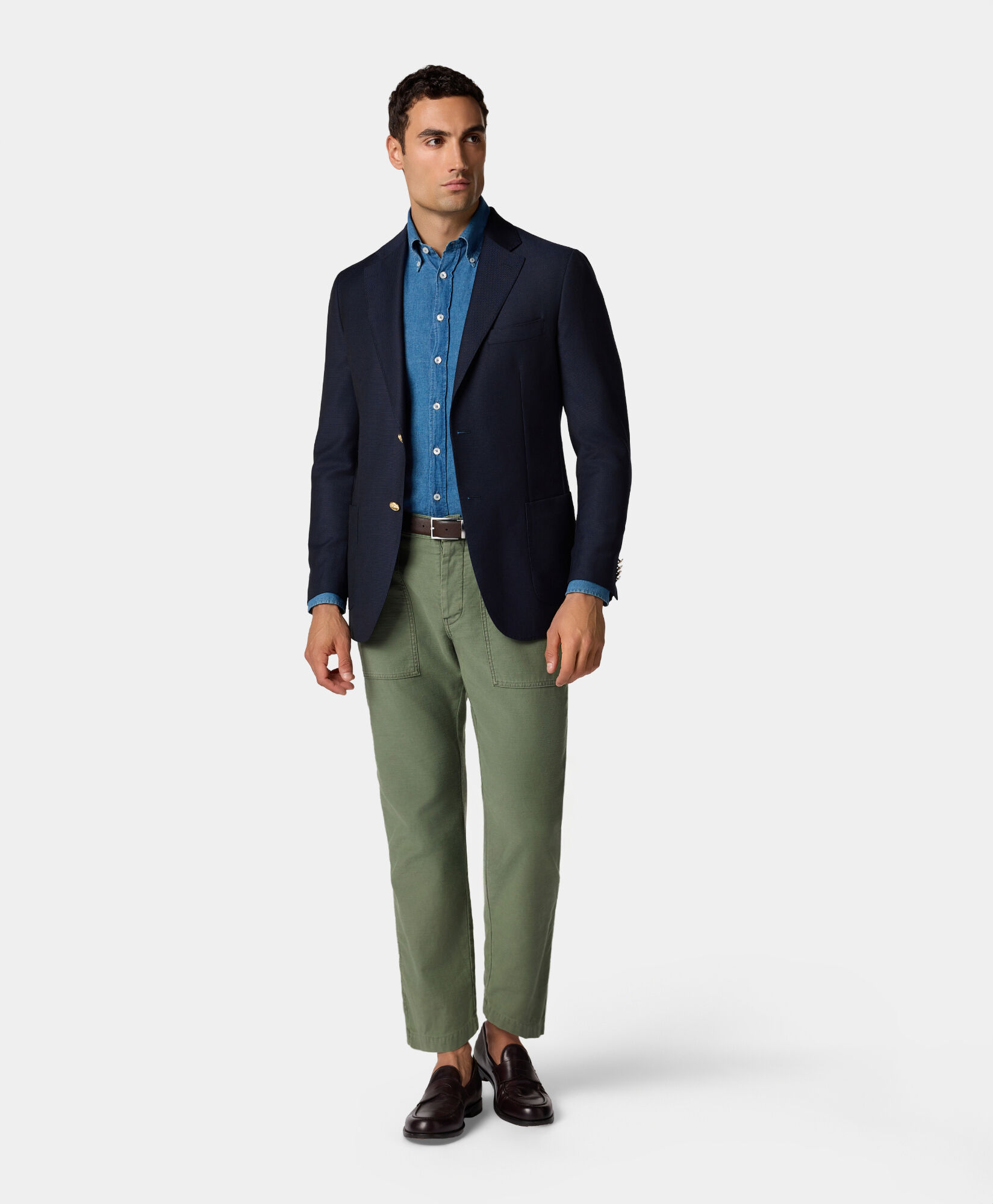 Brooks Brothers Chino Fatigue en Gabardine de Coton Militaire CPFTG001COPCO001MILIP001