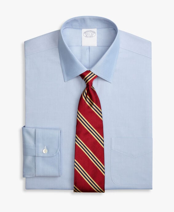 Brooks Brothers Camisa de vestir azul claro de corte slim non-iron en algodón elástico con cuello Ainsley Azul claro 1000095085US100199389