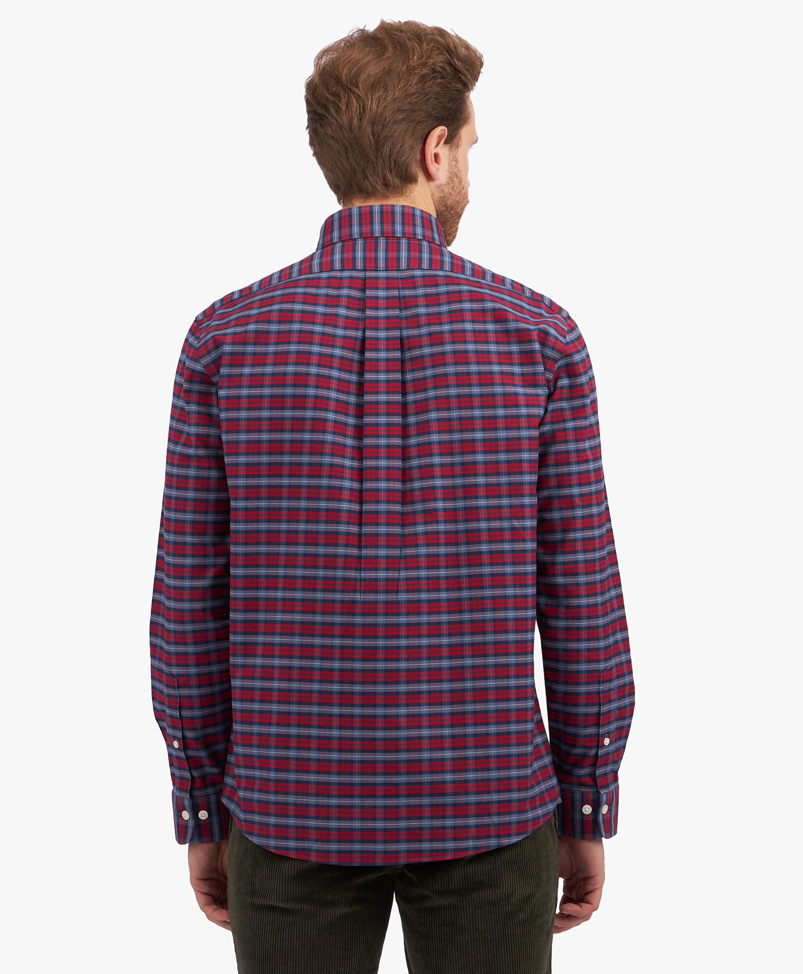 Dark Red Regular Fit Non Iron Stretch Cotton Shirt with Button Down Collar in Dark Red Fantasy for Men Brooks Brothers EU