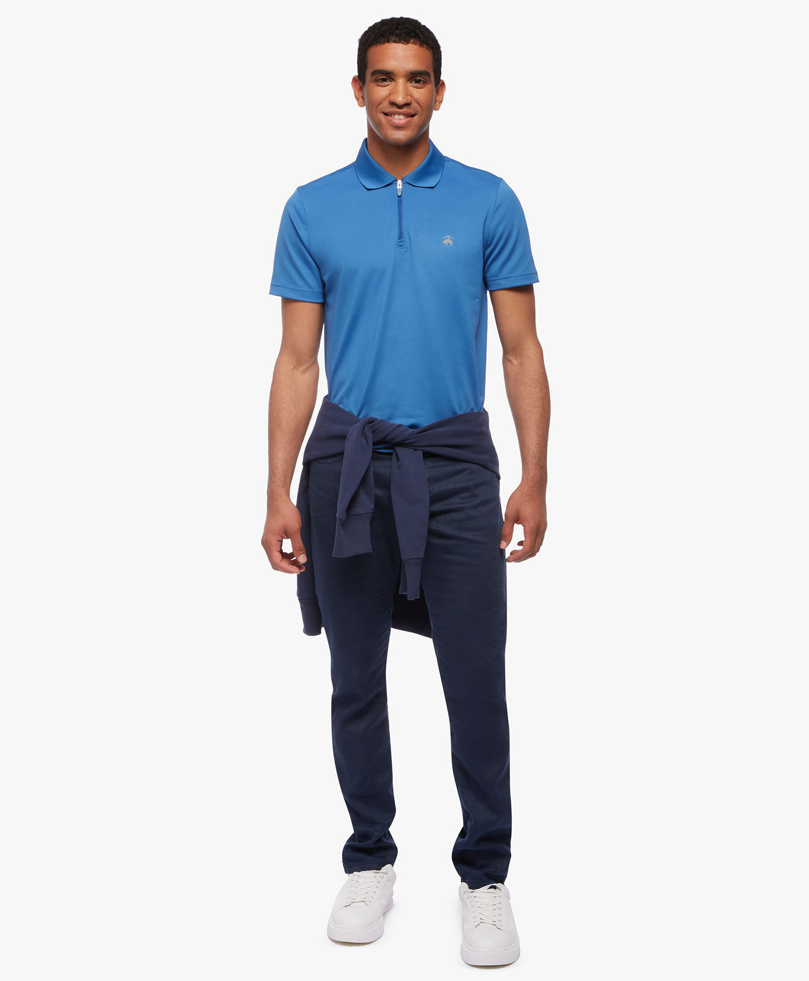 Performance Zip Polo Shirt in Blue Brooks Brothers EU