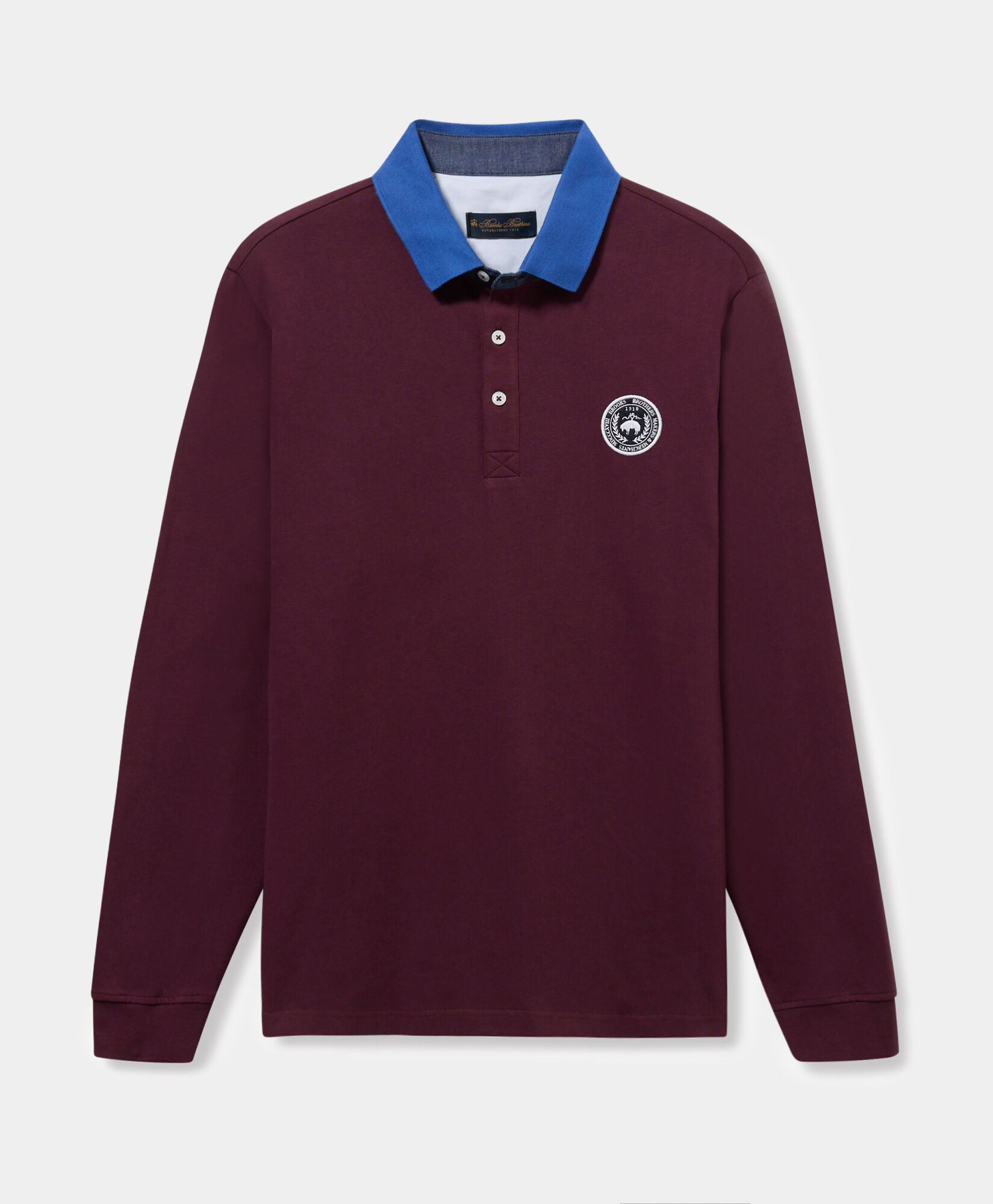 Brooks Brothers Cotton Polo with Logo Shield Burgundy POJER012COPCO001BORDP001