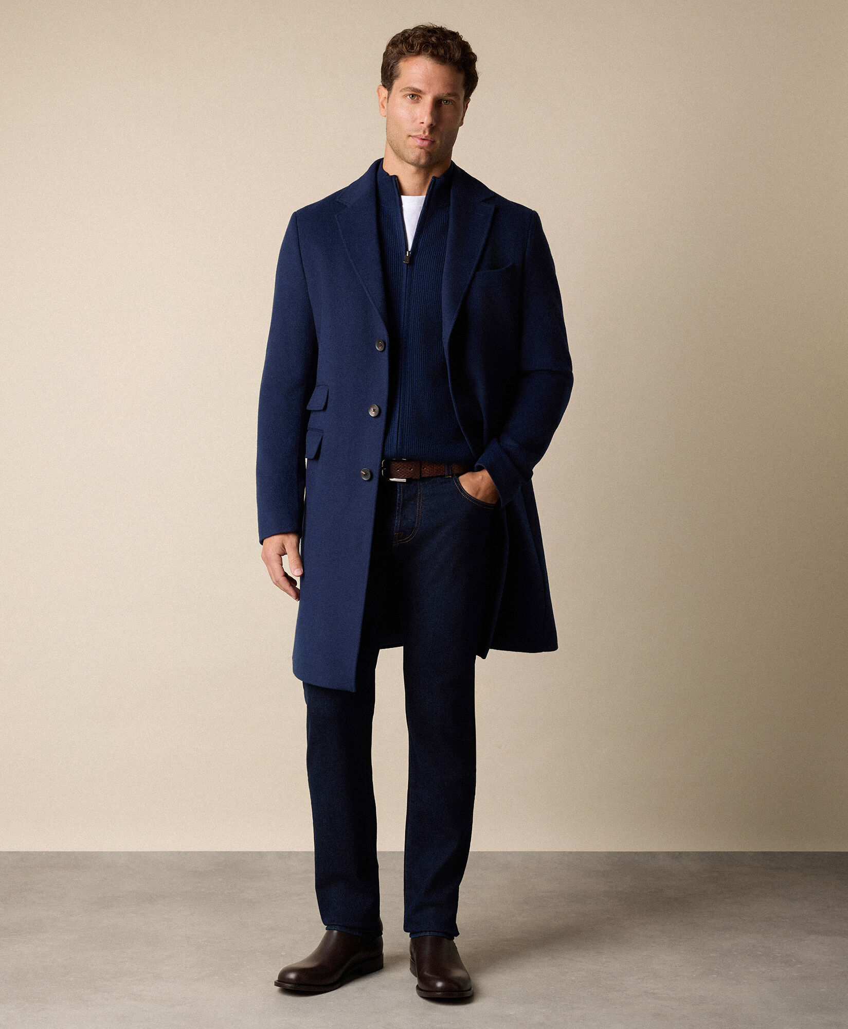 Brooks Brothers Full Zip Merino Wool Sweater Navy KNFLZ010WOPWO002NAVYP001