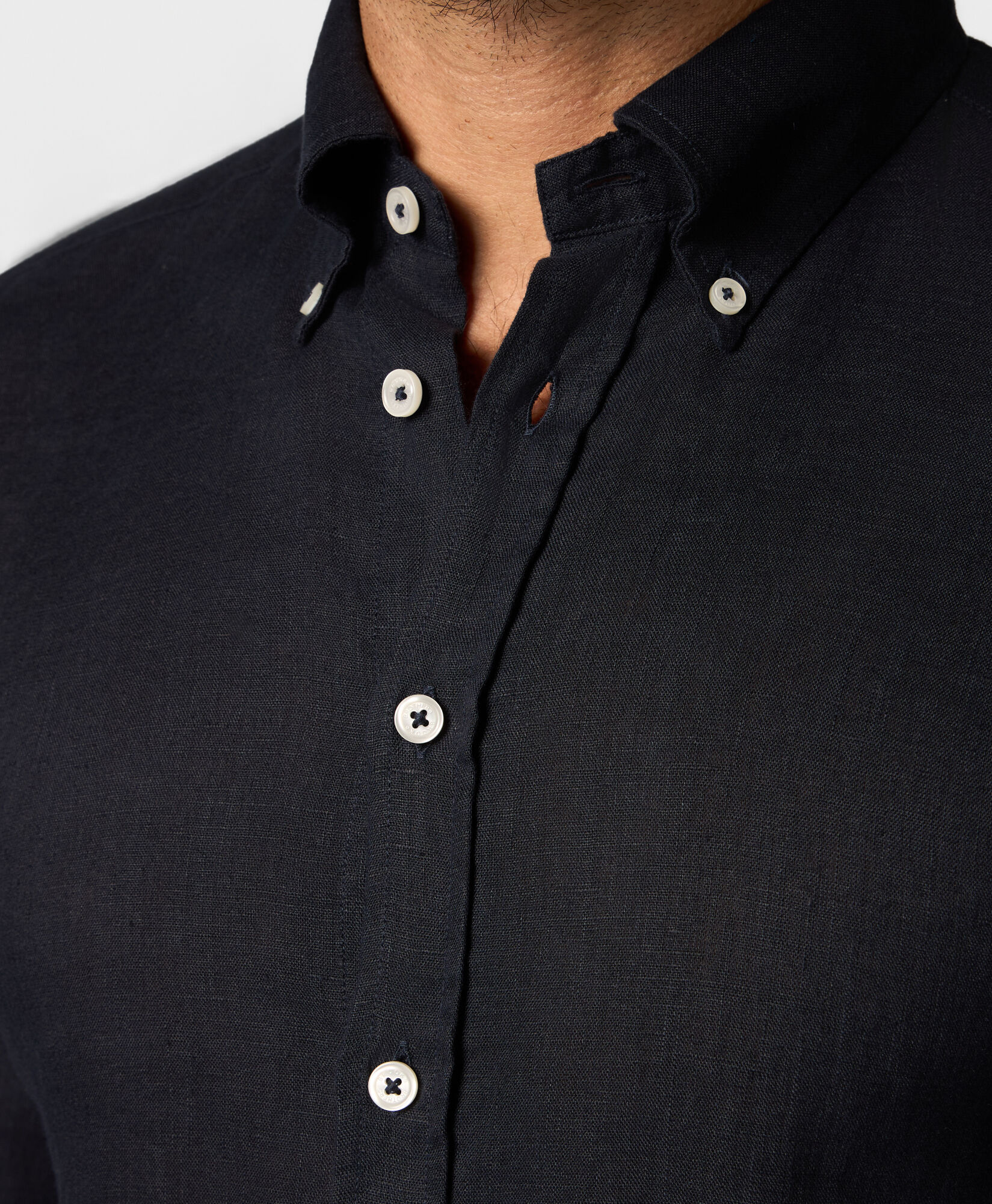 Brooks Brothers Slim Fit Linen Button Down Shirt Navy CSHBD007LIPLI001NAVYP001