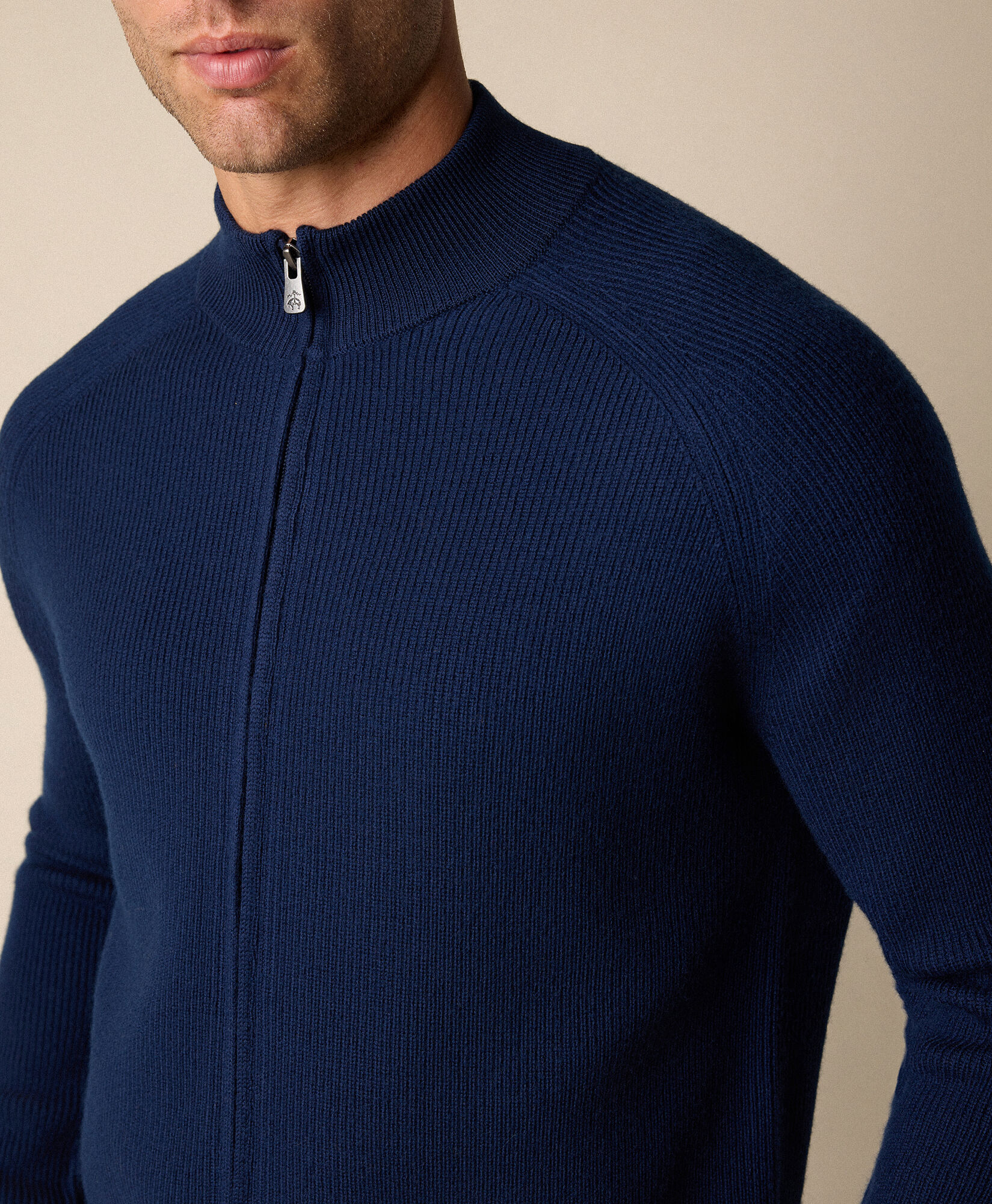 Brooks Brothers Full Zip Merino Wool Sweater Navy KNFLZ010WOPWO002NAVYP001