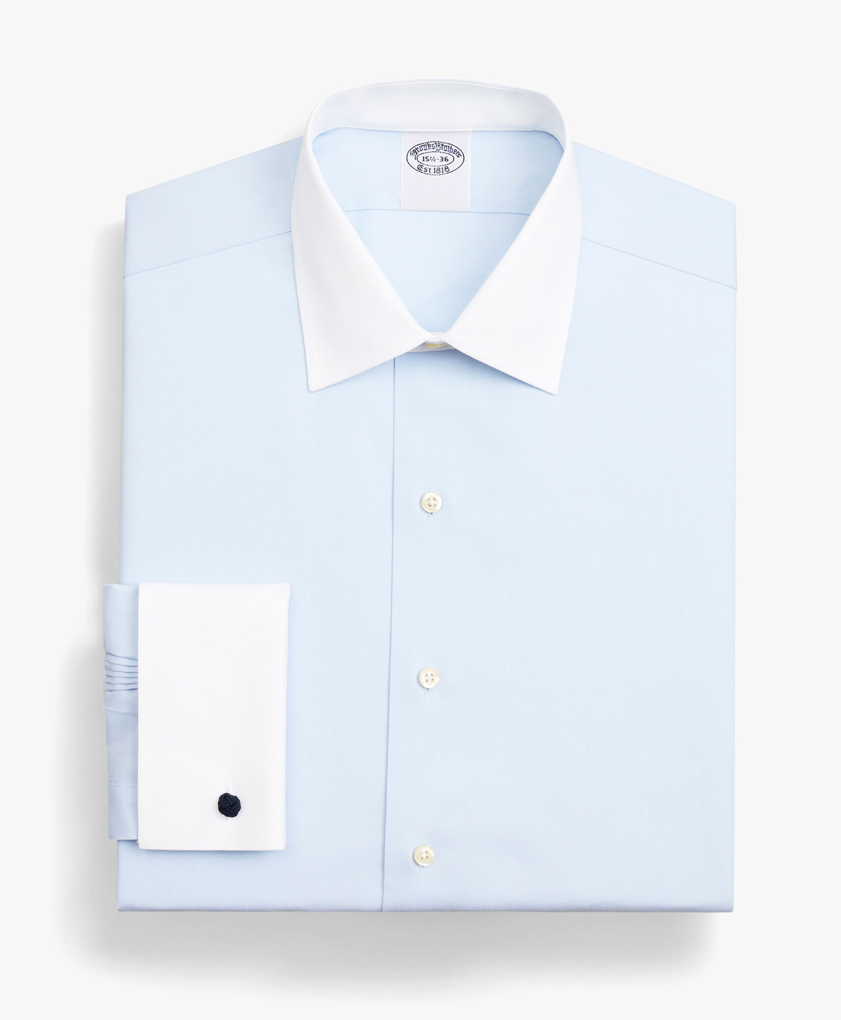 Brooks Brothers Chemise de smoking bleu clair coupe regular non-iron en coton Supima extensible Oxford Pinpoint à col Ainsley Bleu clair/pastel 1000096250US100200725