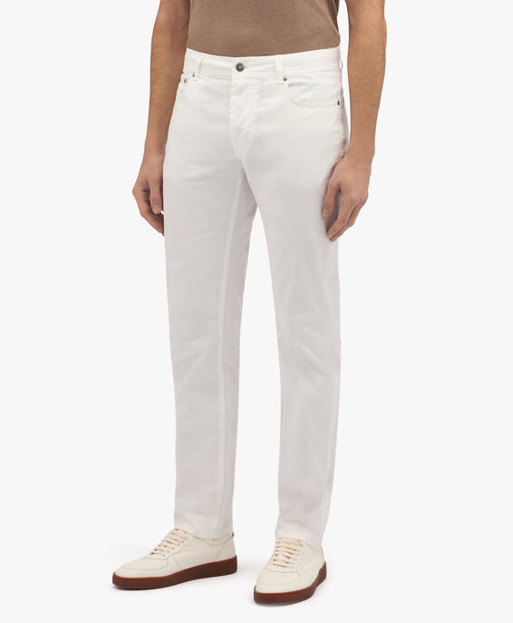 Brooks Brothers Pantalón de cinco bolsillos blanco de algodón elástico Blanco CPFPK021COBSP002WHITP001