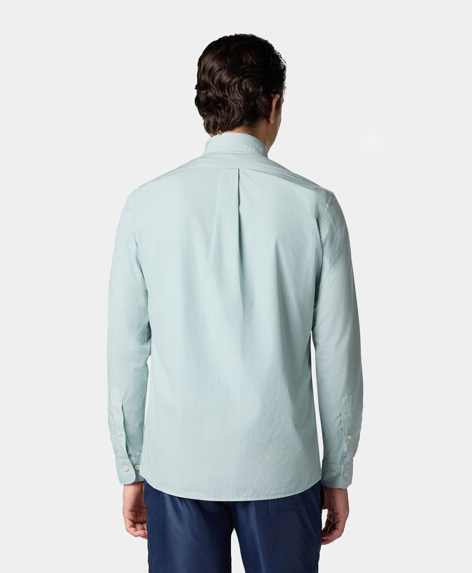 Brooks Brothers Chemise Slim Fit en Coton Teintée à la Garment avec Col Button Down Sauge CSHBD012COPCO001SAGEP001