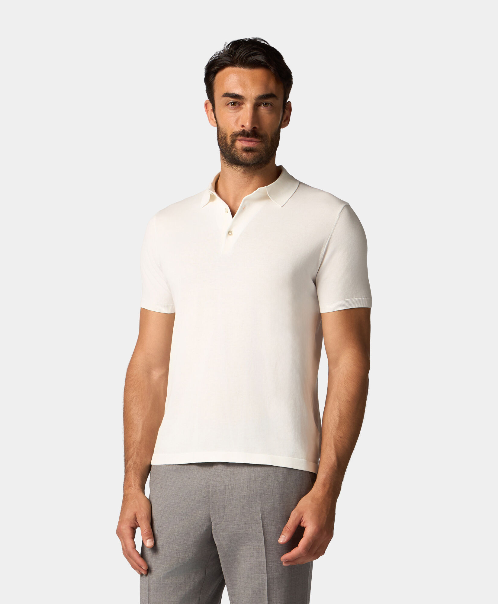 Brooks Brothers Cotton Knit Polo White KNPOL002COPCO002WHITP001
