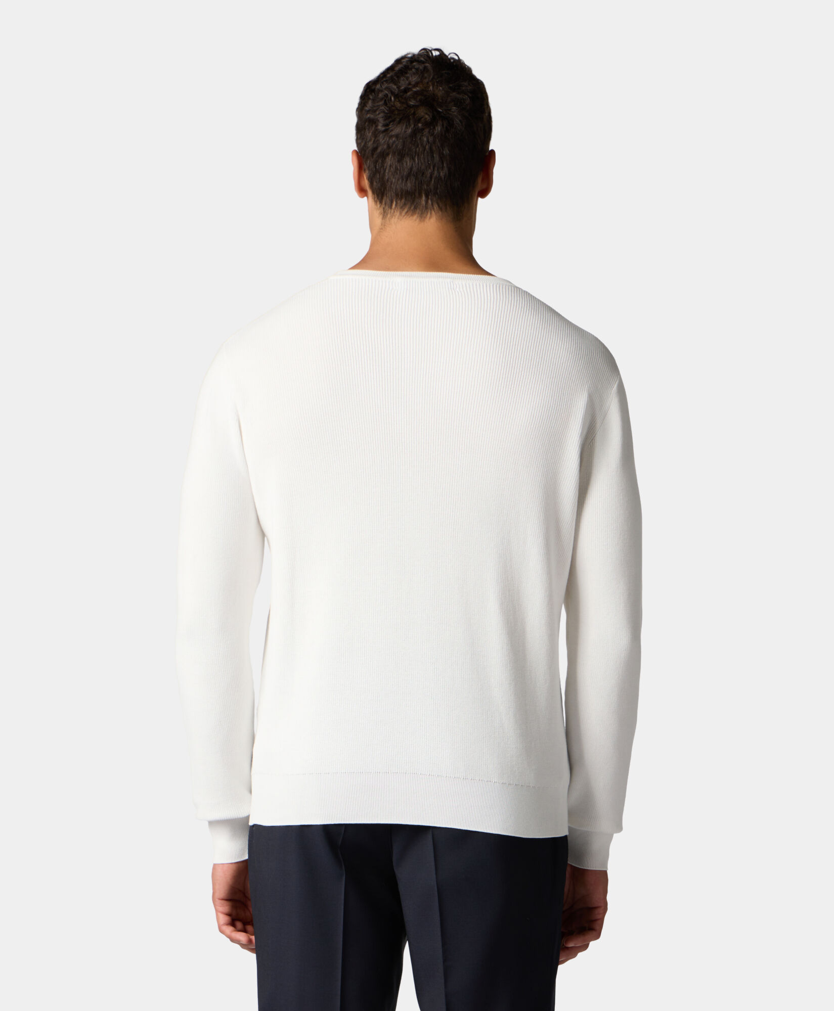 Brooks Brothers Pull Col Rond en Coton Blanc KNCRN047COPCO002WHITP001